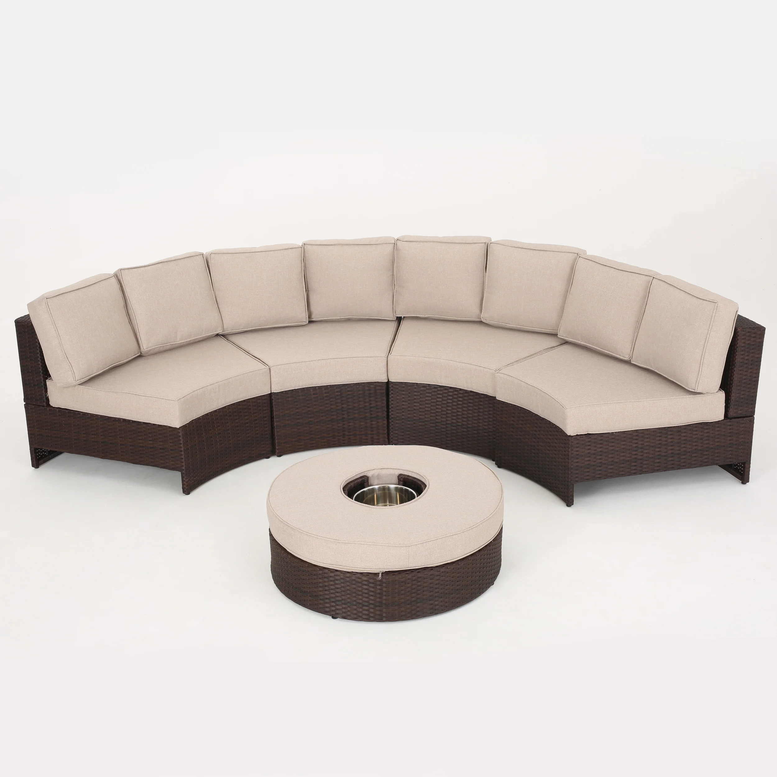 Riviera 5pc Outdoor Sectional Sofa Set w/ Ice Bucket Ottoman - furnishings