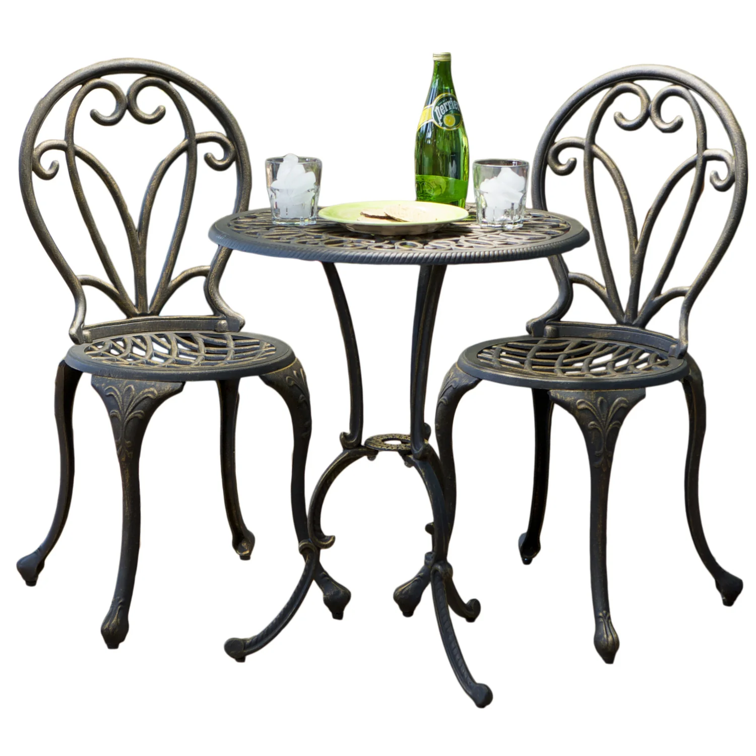 Windsor Dark Gold Cast Aluminum 3-piece Bistro Set - furnishings