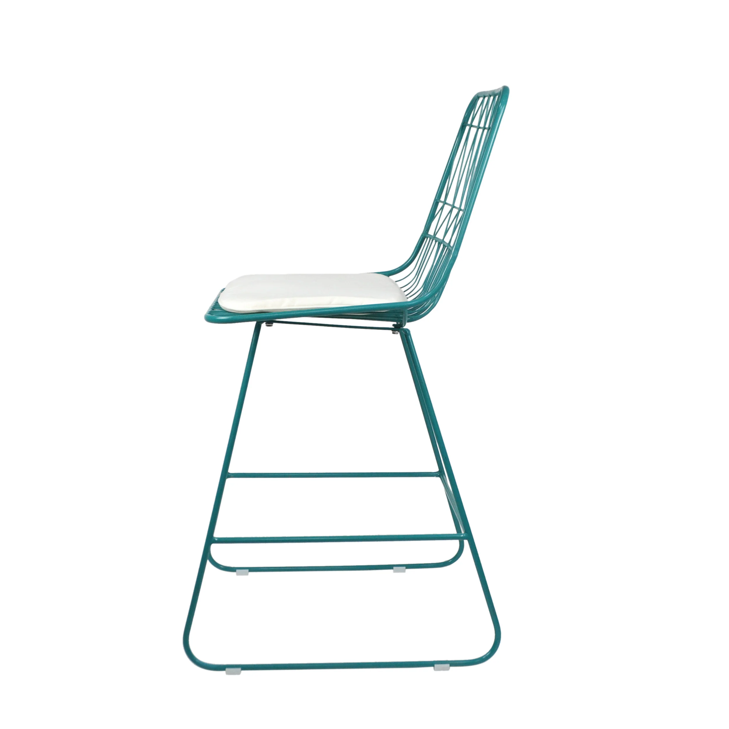 Hedy Outdoor Wire Counter Stools with Cushions (Set of 2), Teal and Ivory - furnishings