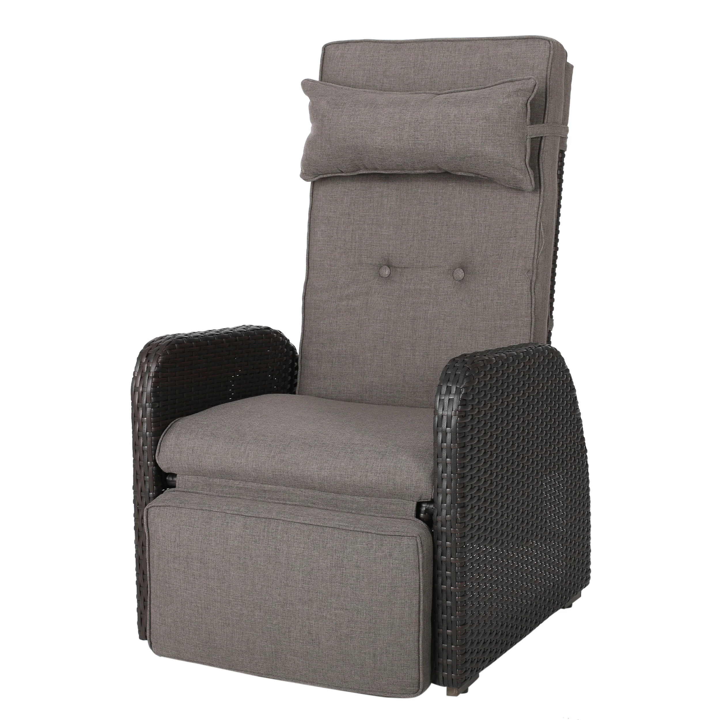 Odina Brown Outdoor Recliner with Cushion - furnishings