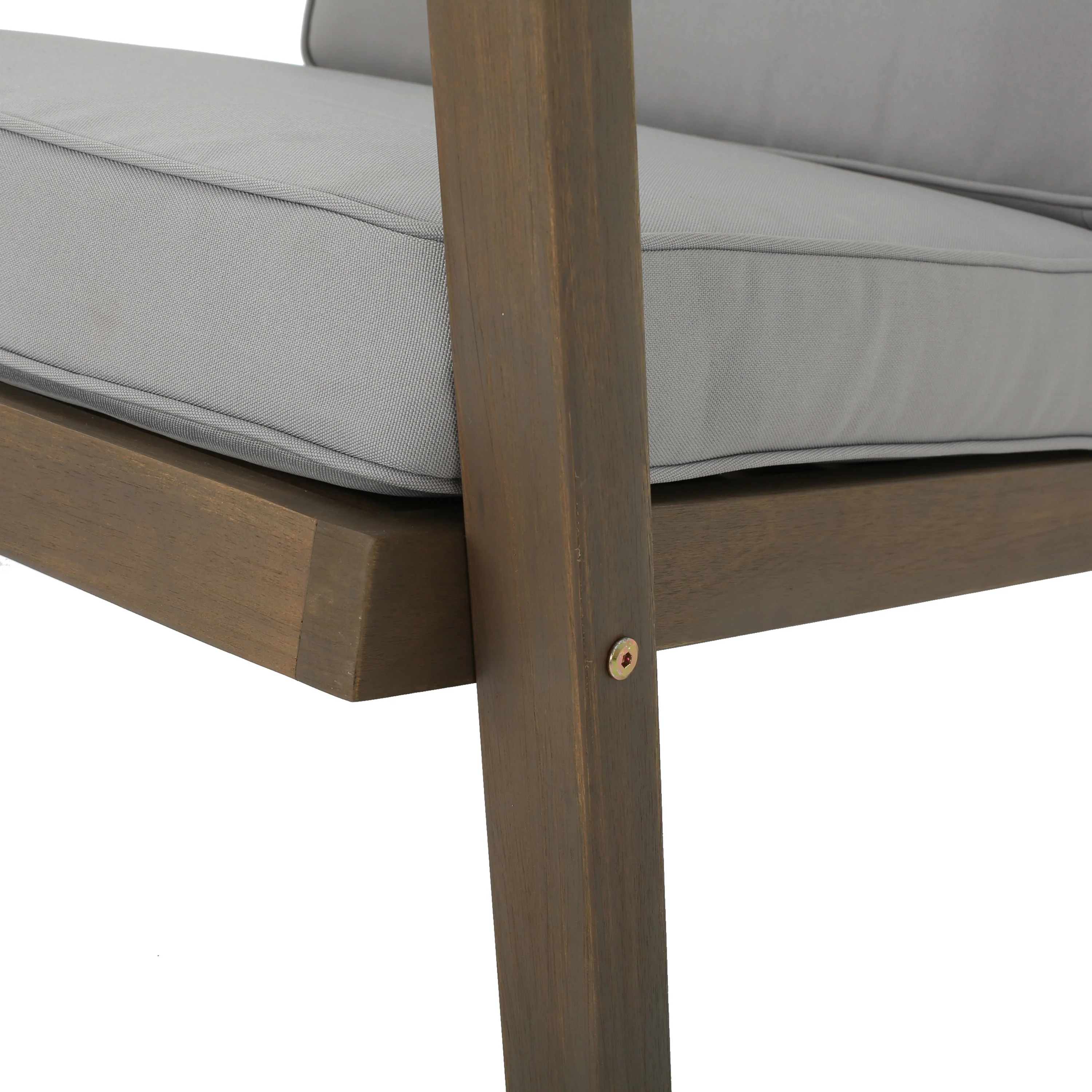 Ludwig Outdoor Acacia Wood 3 Piece Chat Set with Cushions - furnishings