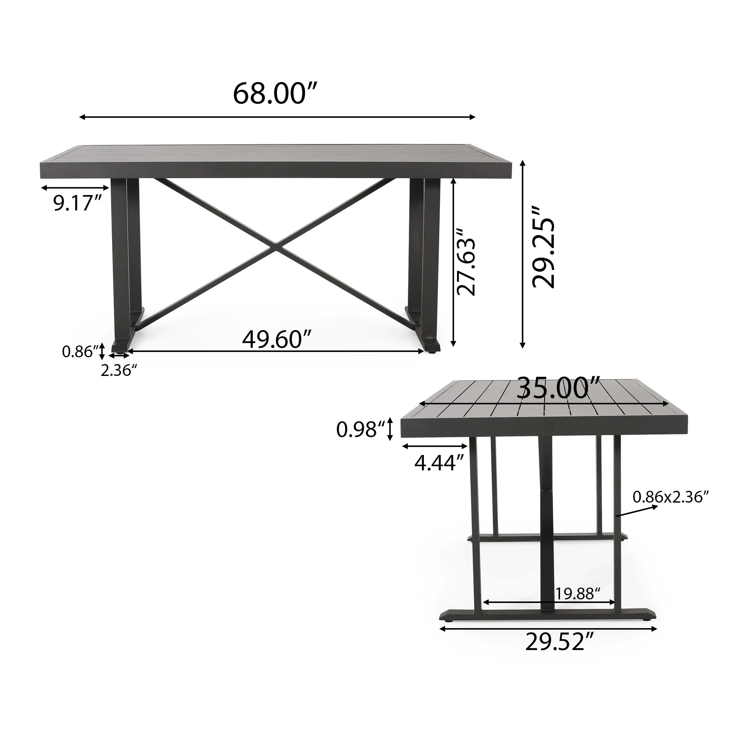 Mavin Outdoor Modern Industrial Aluminum Dining Table - furnishings
