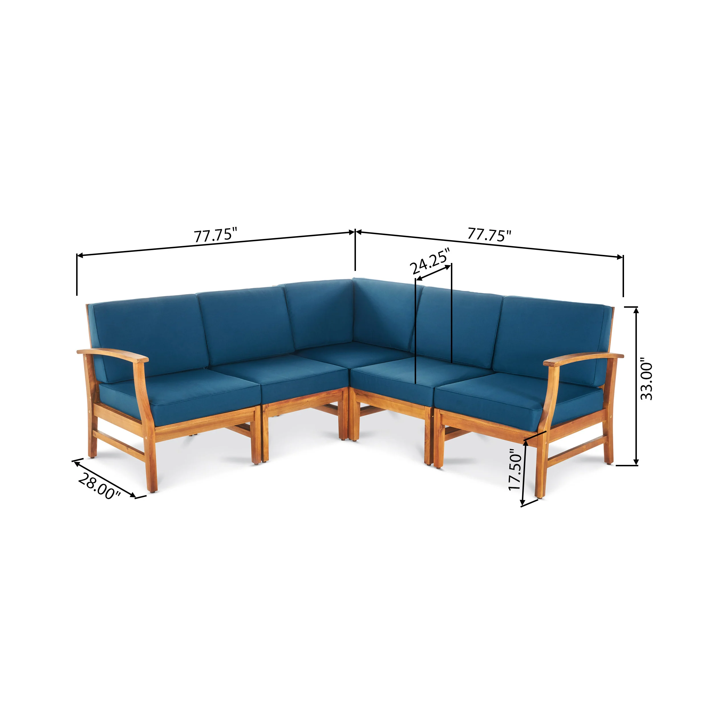 Capri Outdoor 5 Piece Chat Set with Water Resistant Cushions - furnishings