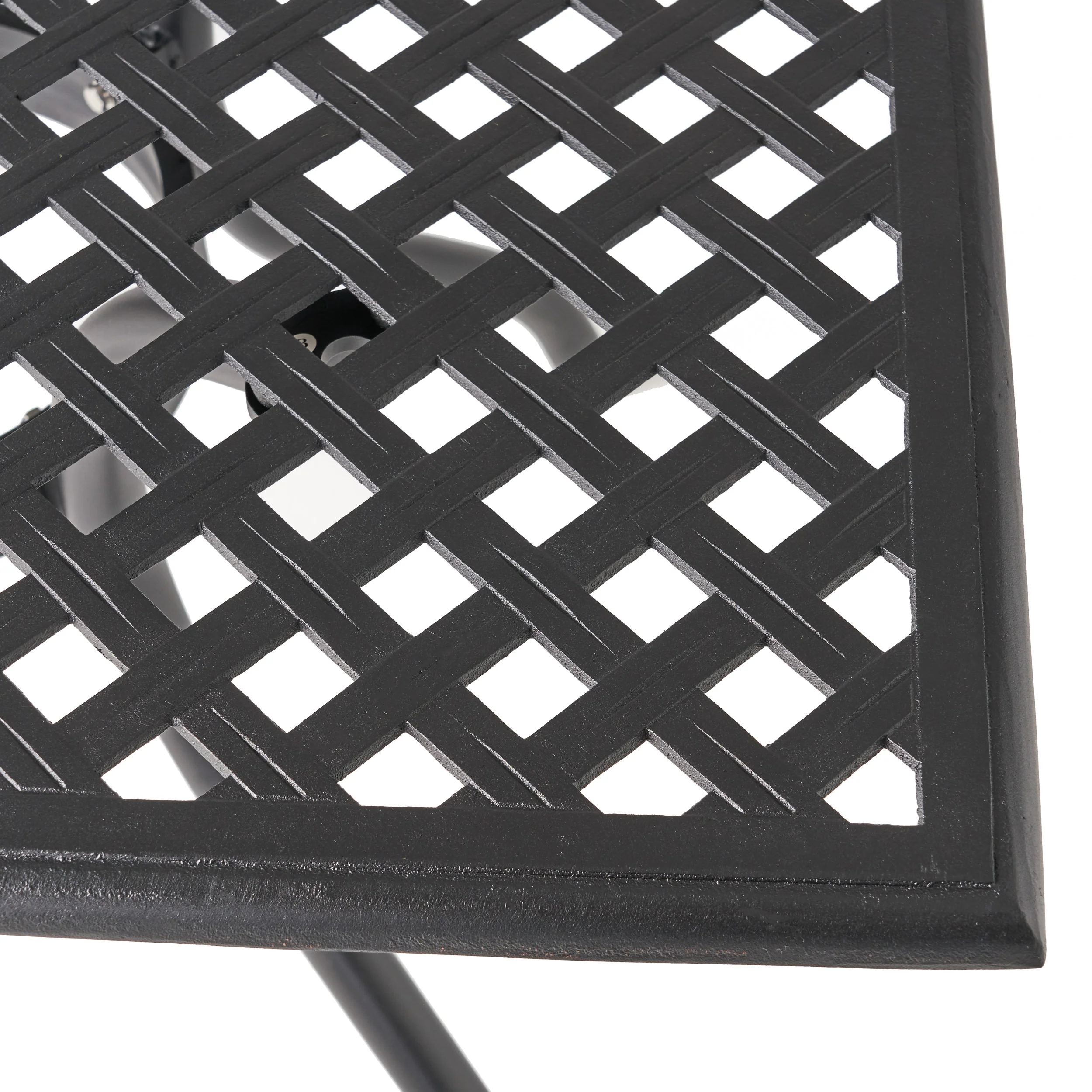 Auberge Oudoor Patio Black Cast Aluminum Square Table - furnishings