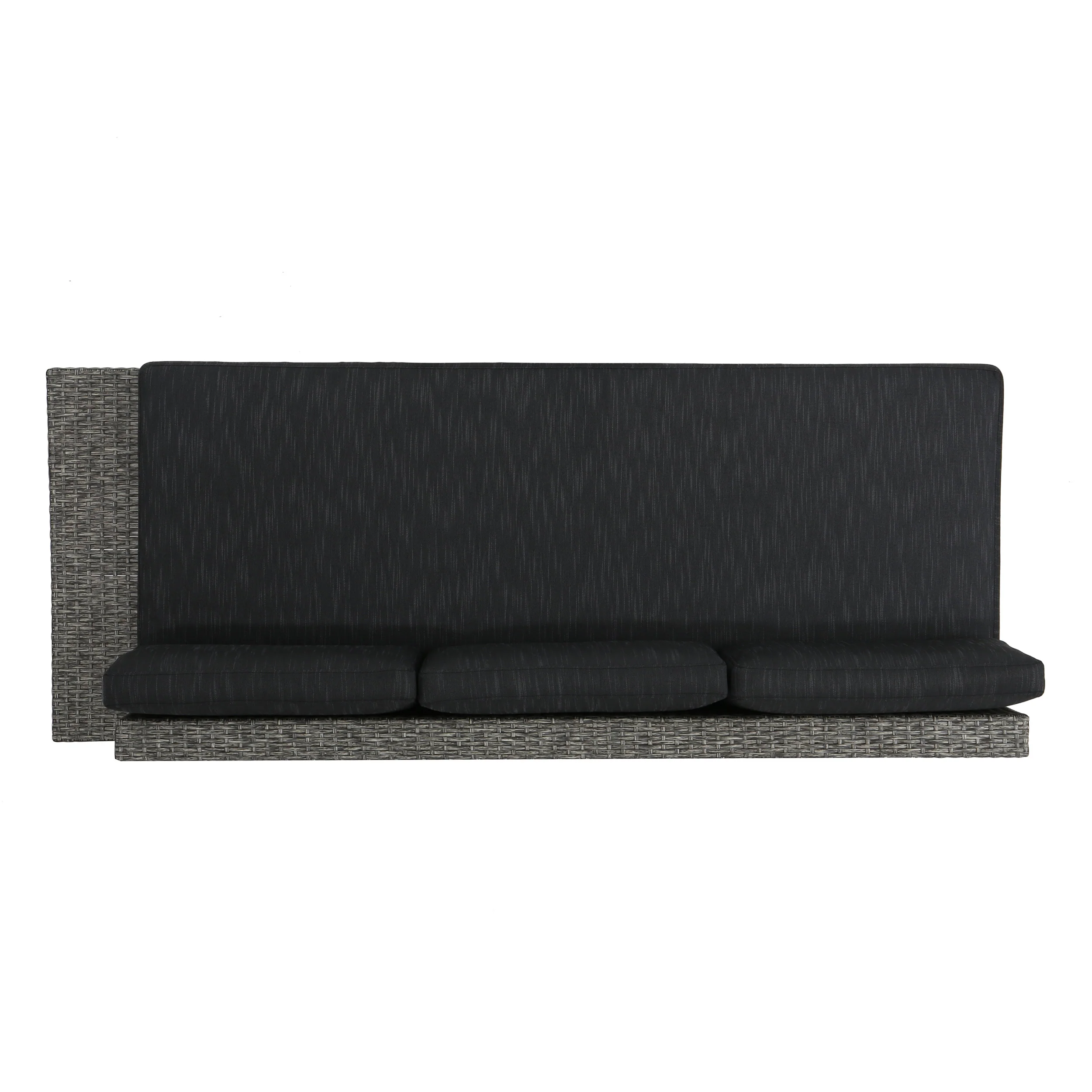 Stuart Outdoor 3 Seater Wicker Right Sofa, Mixed Black with Dark Grey Cushions - furnishings