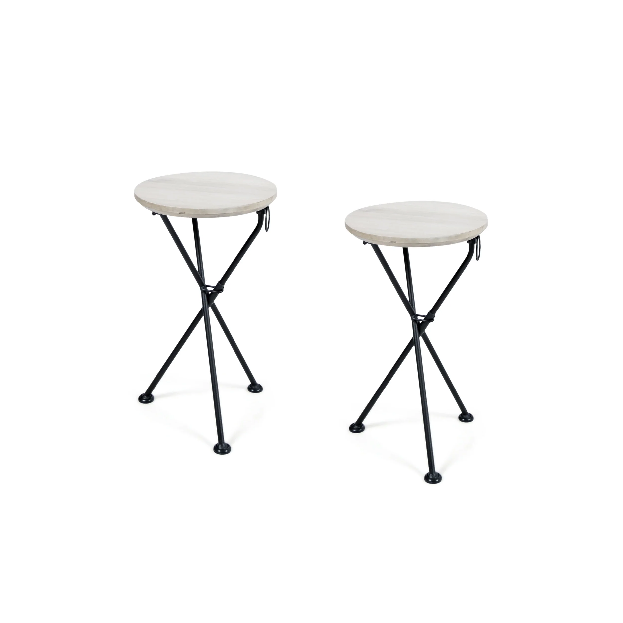Nasir Outdoor Portable Foldable Light Grey Finished Acacia Wood Side Table - furnishings