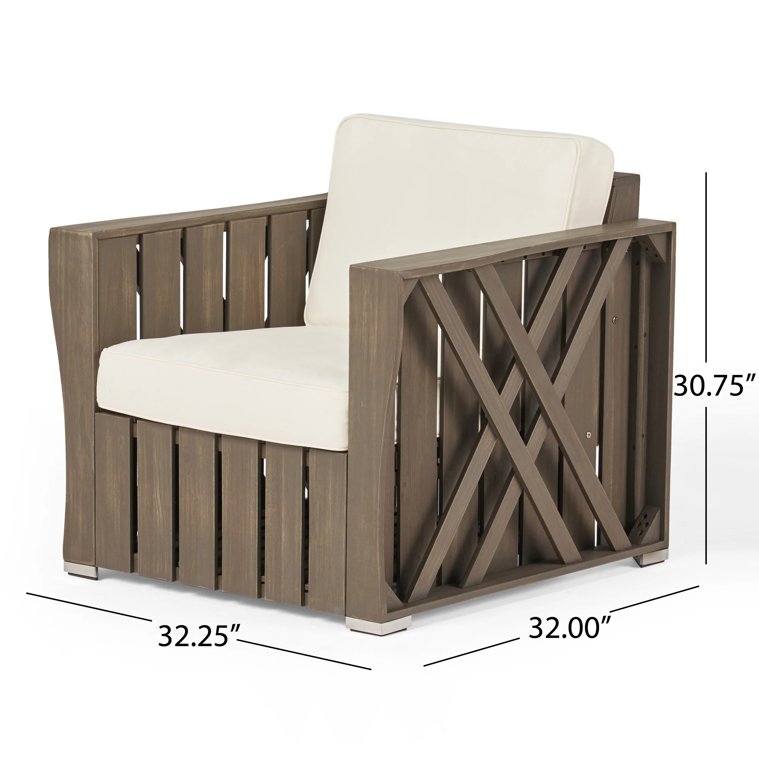 Edward Outdoor Acacia Wood Club Chairs with Water Resistant Cushions (Set of 2) - furnishings