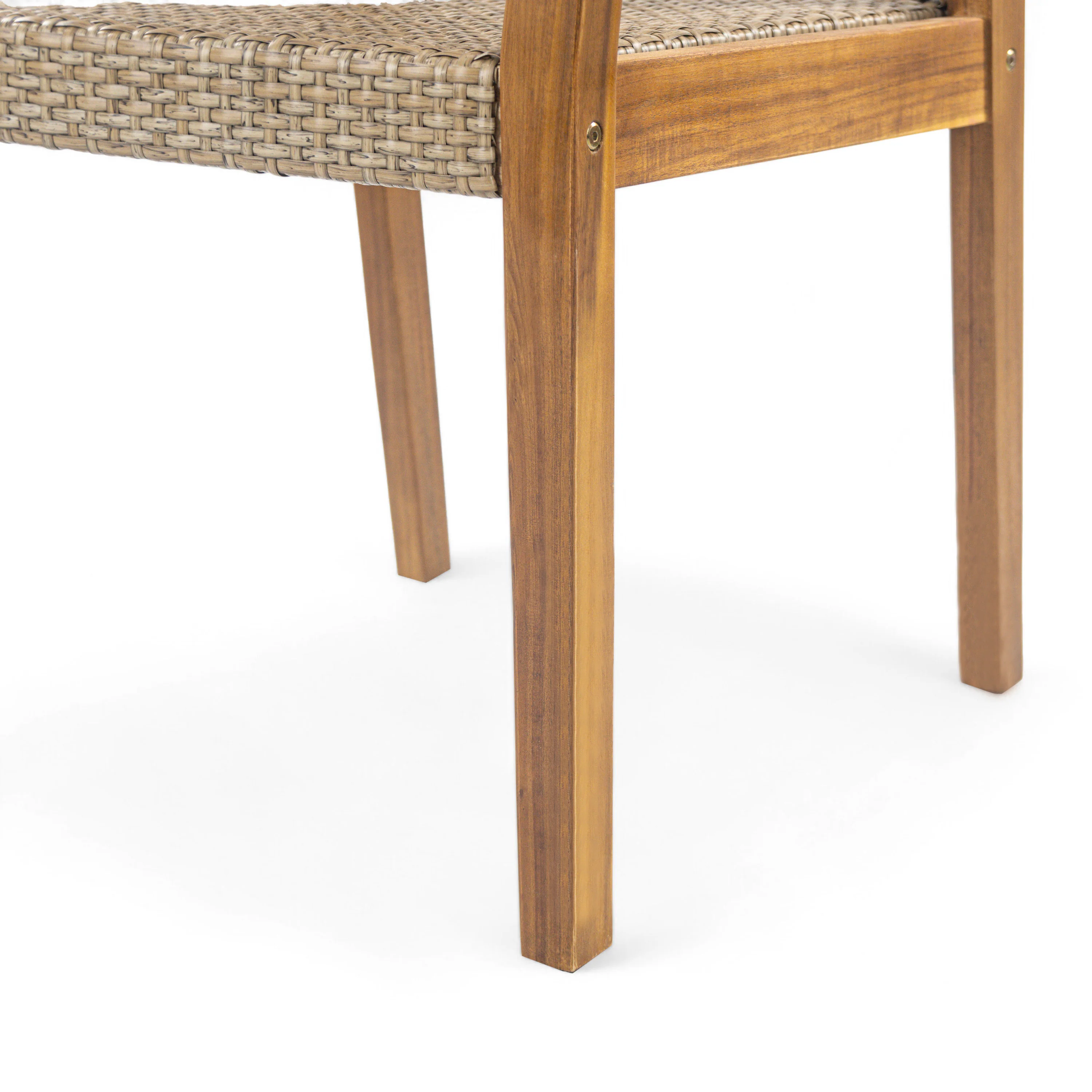 Summerlyn Patio Acacia Wood Dining Chairs, PE Wicker, Set of 2 - furnishings