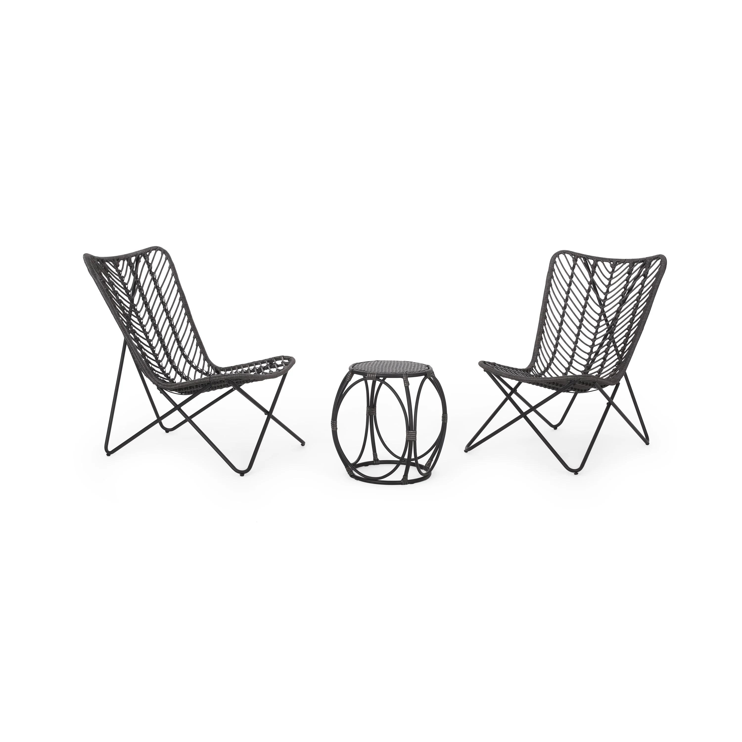 Juan Outdoor Wicker 3 Piece Chat Set - furnishings