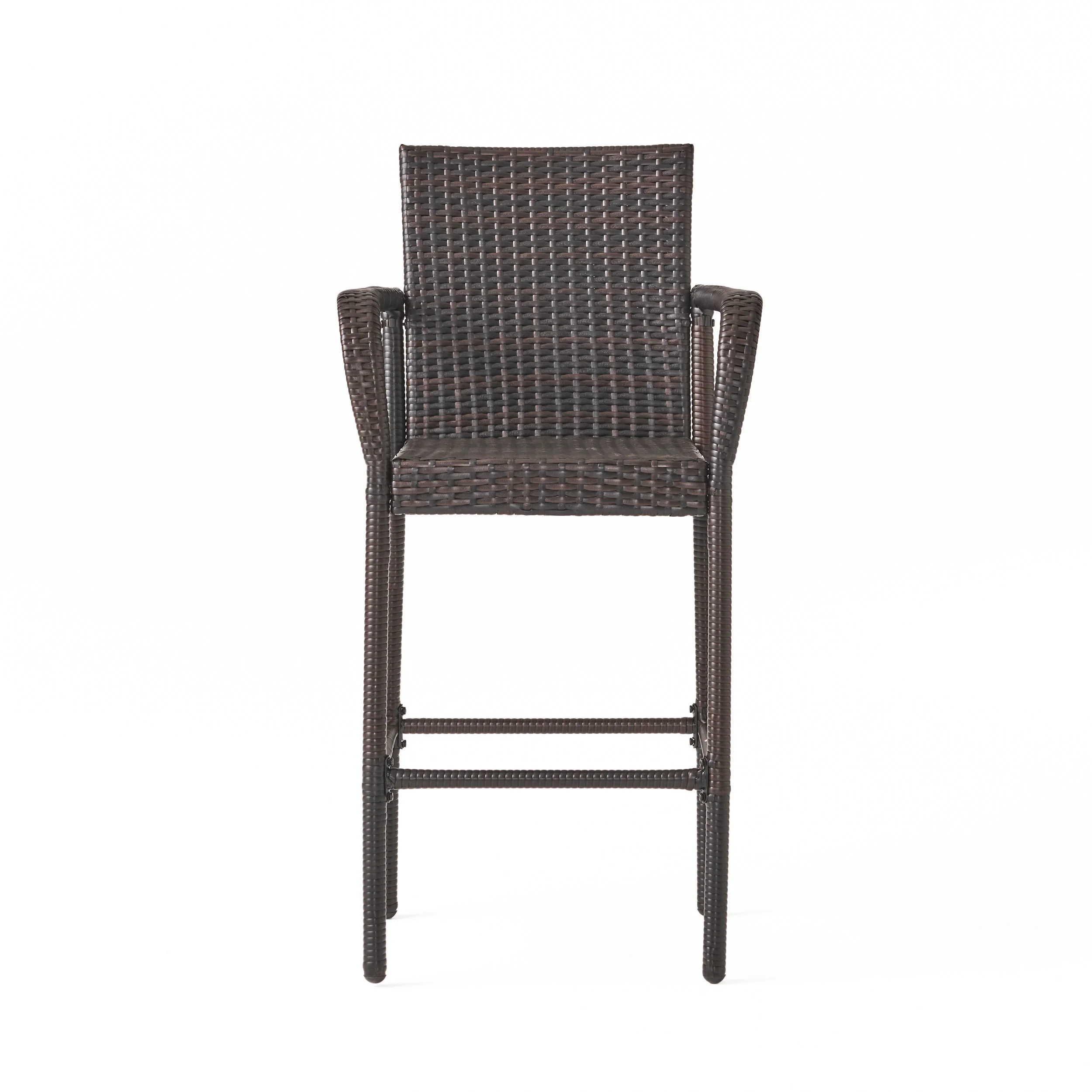 Stetta Outdoor 3 Piece Round Multi-brown Wicker Bar Set - furnishings