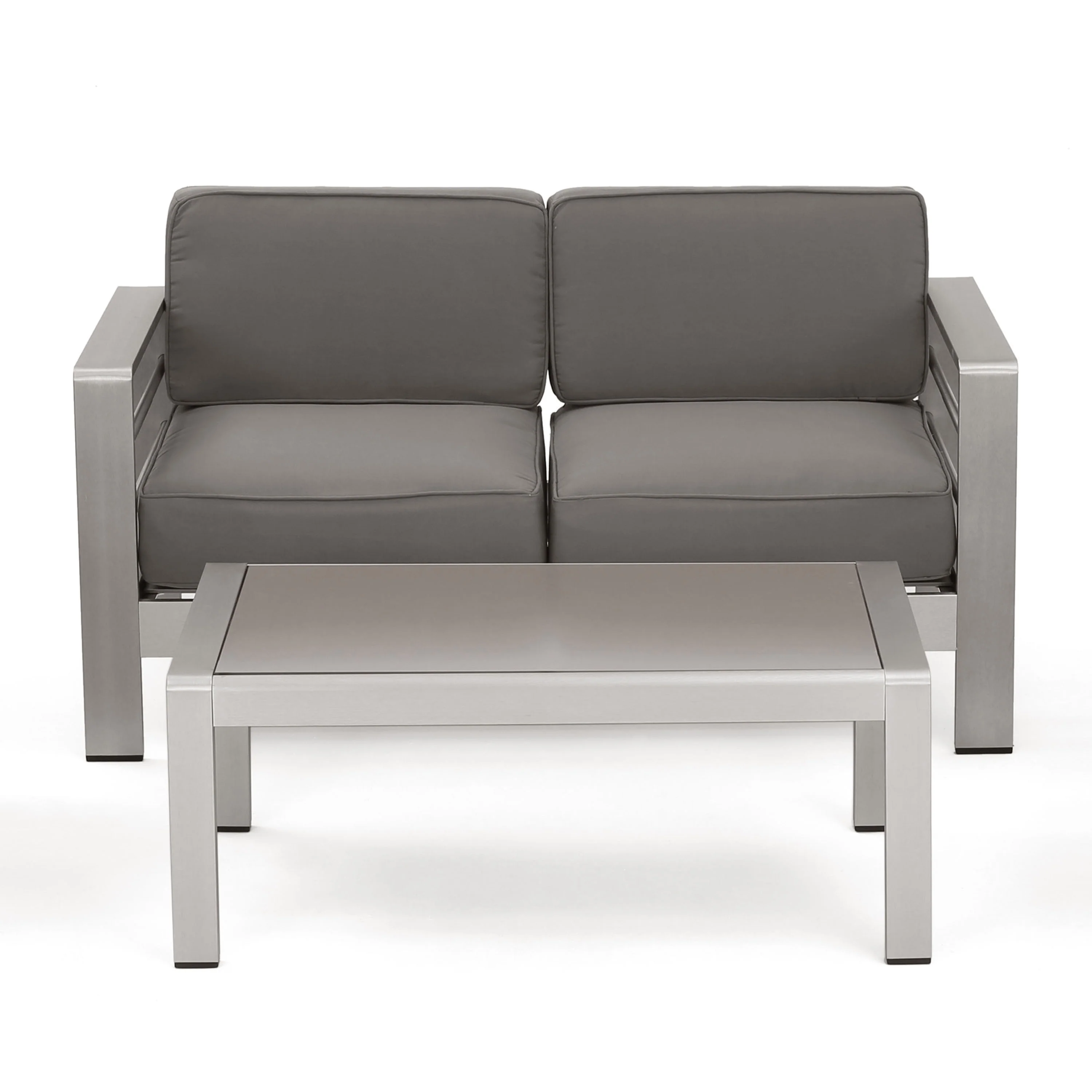 Crested Bay Outdoor Aluminum Loveseat and Coffee Table Set - furnishings