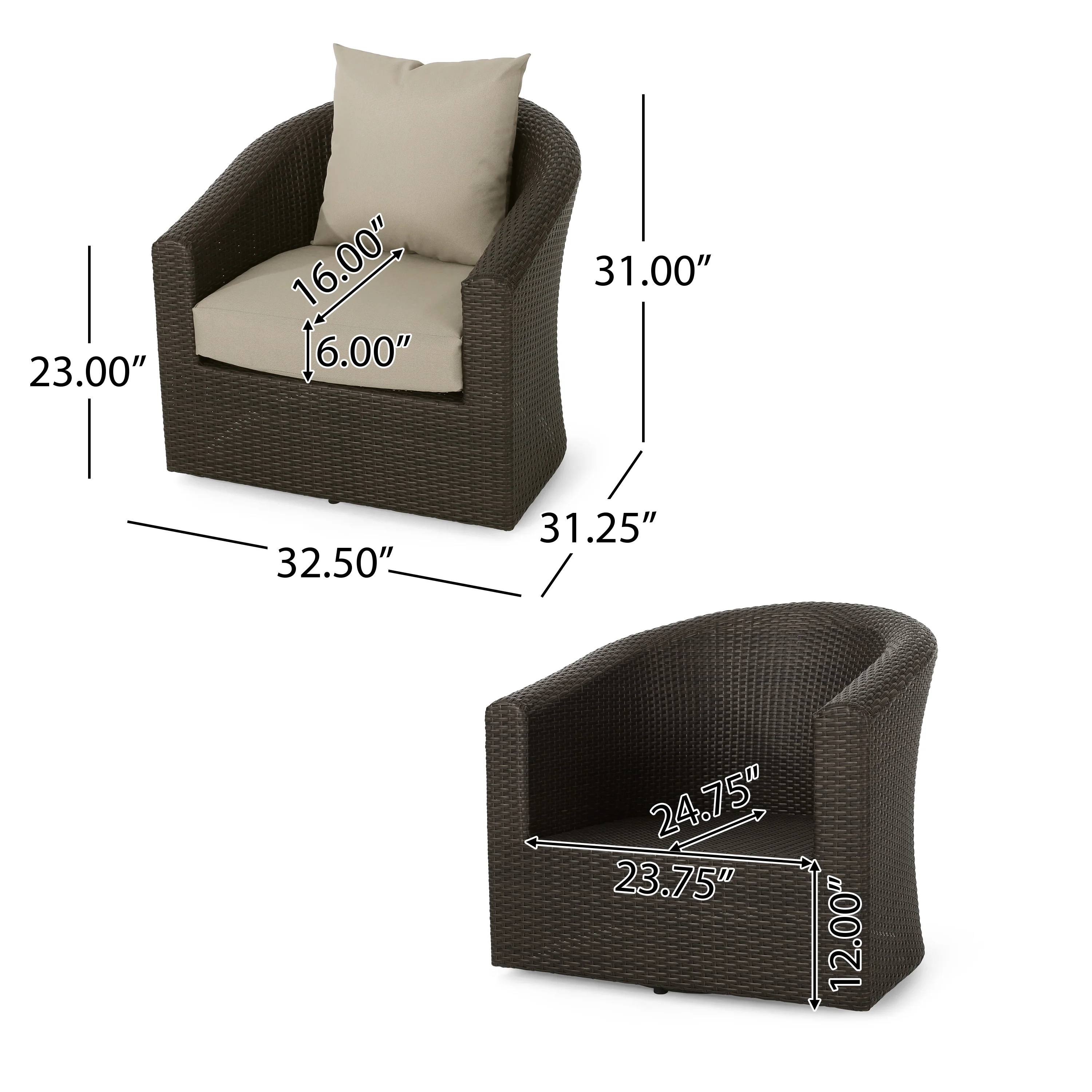 Gletchburg Outdoor 5 Piece Fire Pit Wicker Swivel Club Chair Chat Set - furnishings