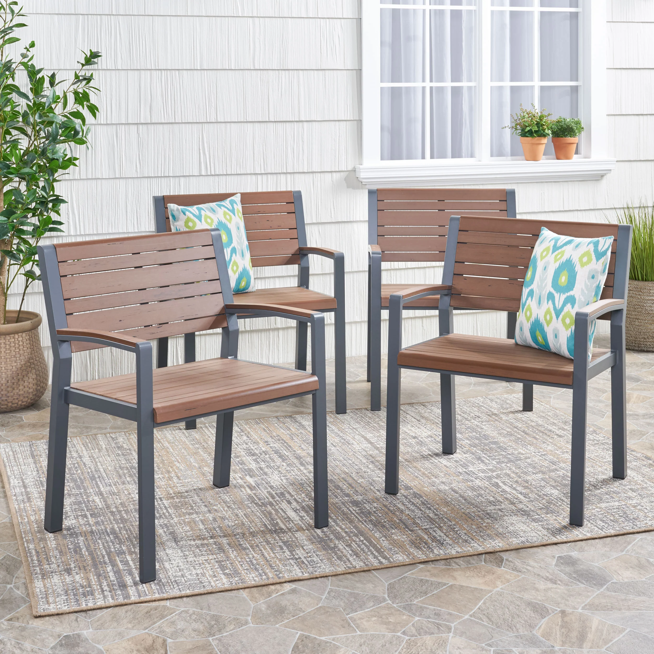 Trimble Outdoor Aluminum Chairs, Set of 4 - furnishings