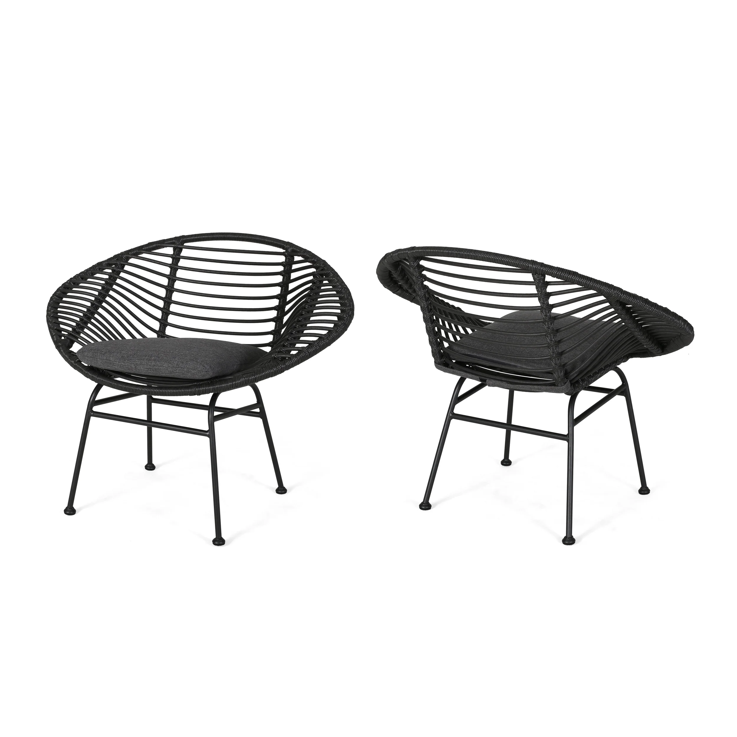 Aleah Outdoor Woven Faux Rattan Chairs with Cushions (Set of 2) - furnishings
