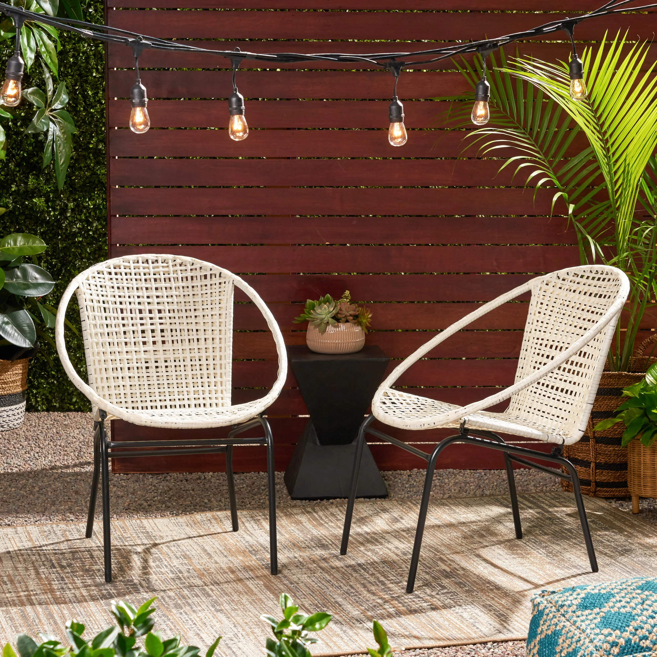 Norma Outdoor Modern Faux Rattan Club Chair (Set of 2) - furnishings