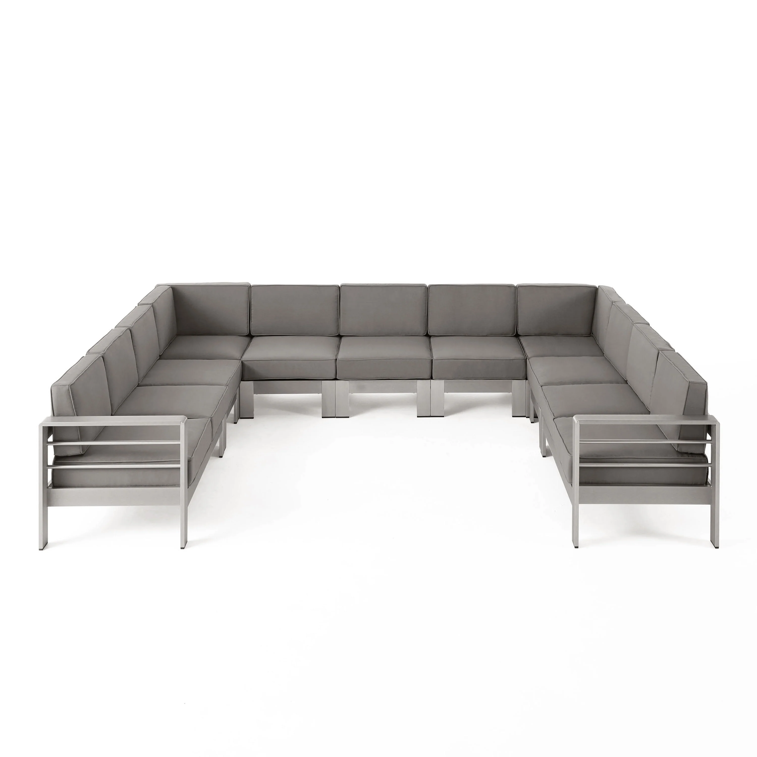 Melissa Outdoor 11 Seater Aluminum U-Shaped Sofa Sectional - furnishings