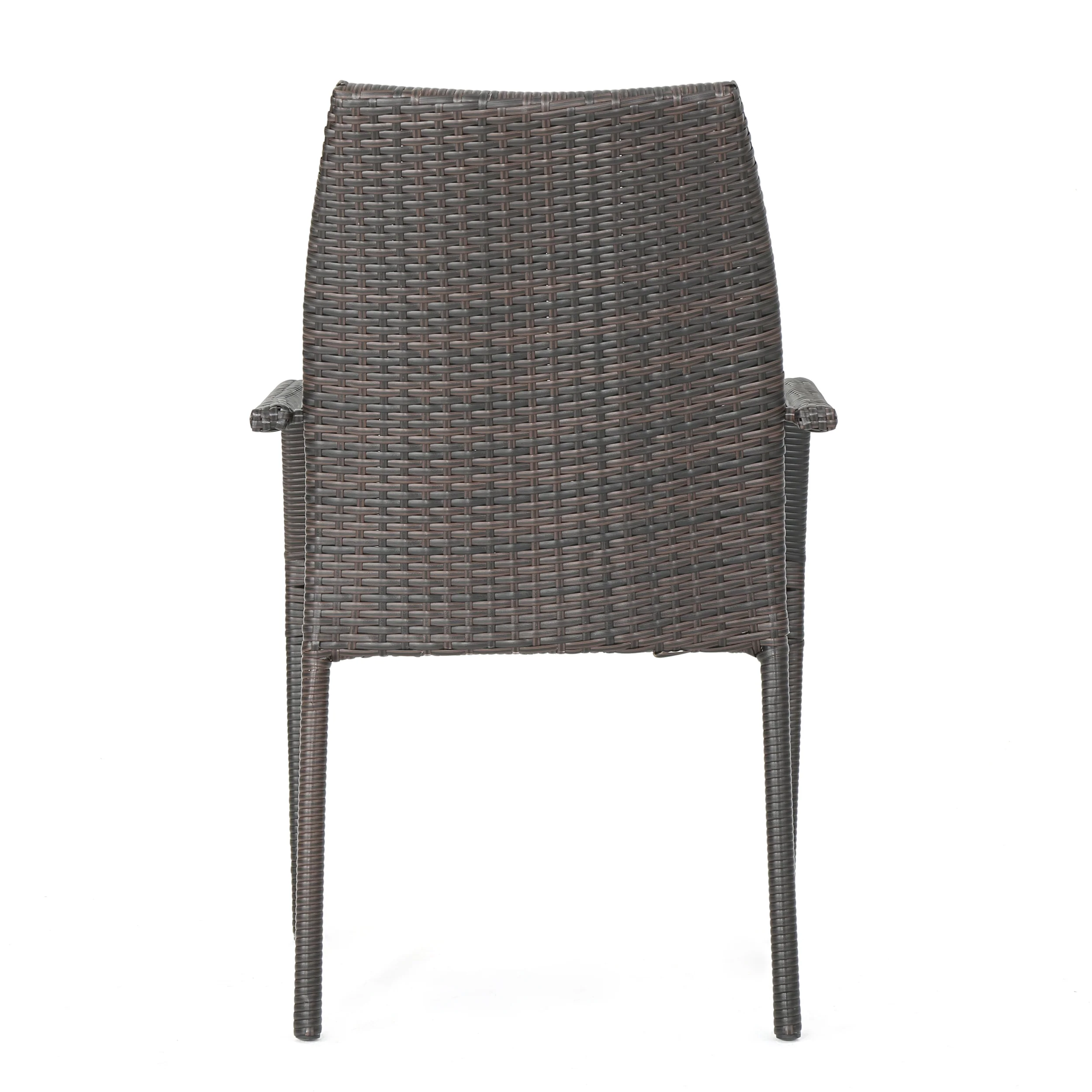 Landing Outdoor 3 Piece Multi-Brown Wicker Chat Set with Stacking Chairs - furnishings