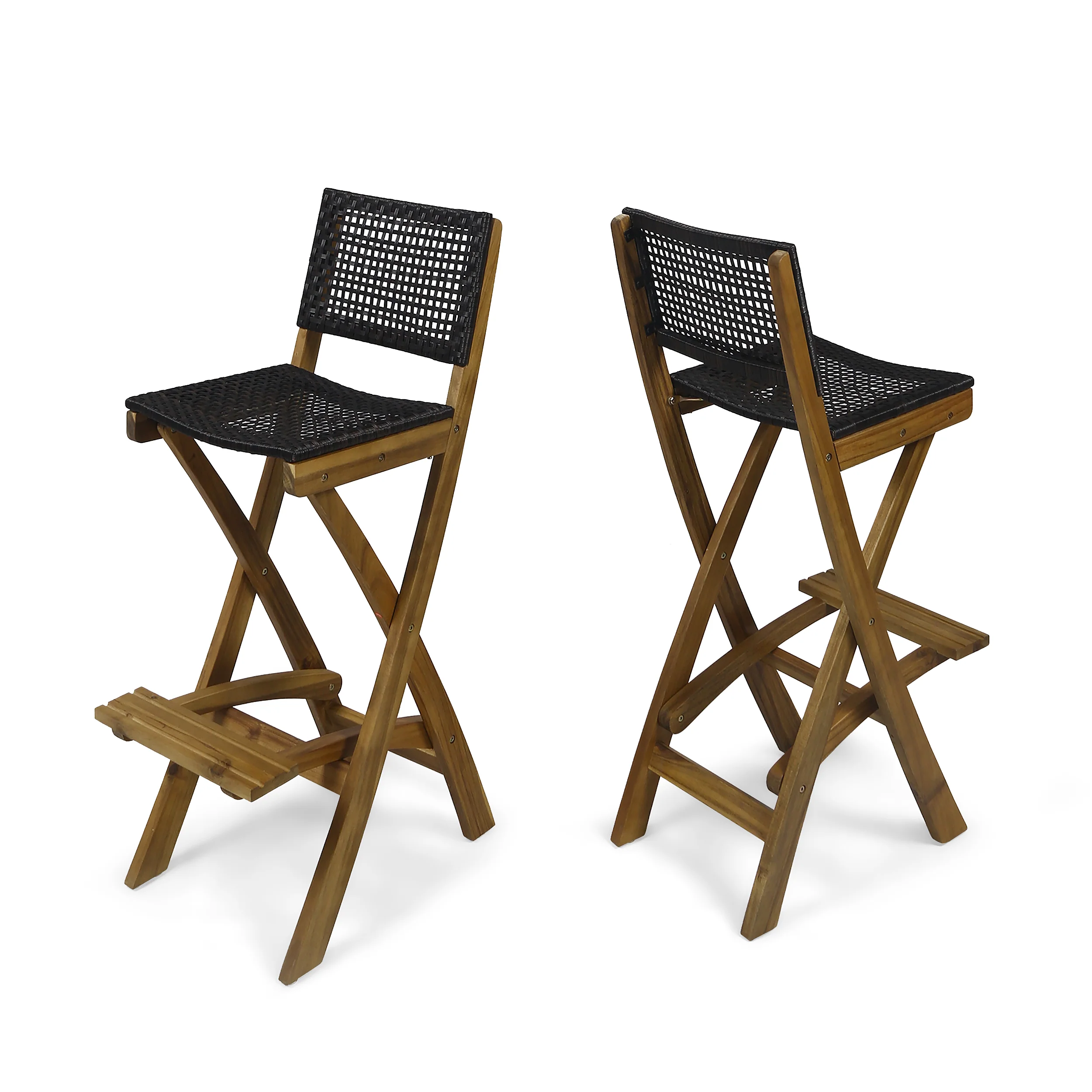 Teresa Outdoor Folding Acacia Wood Barstools (Set of 2) - furnishings