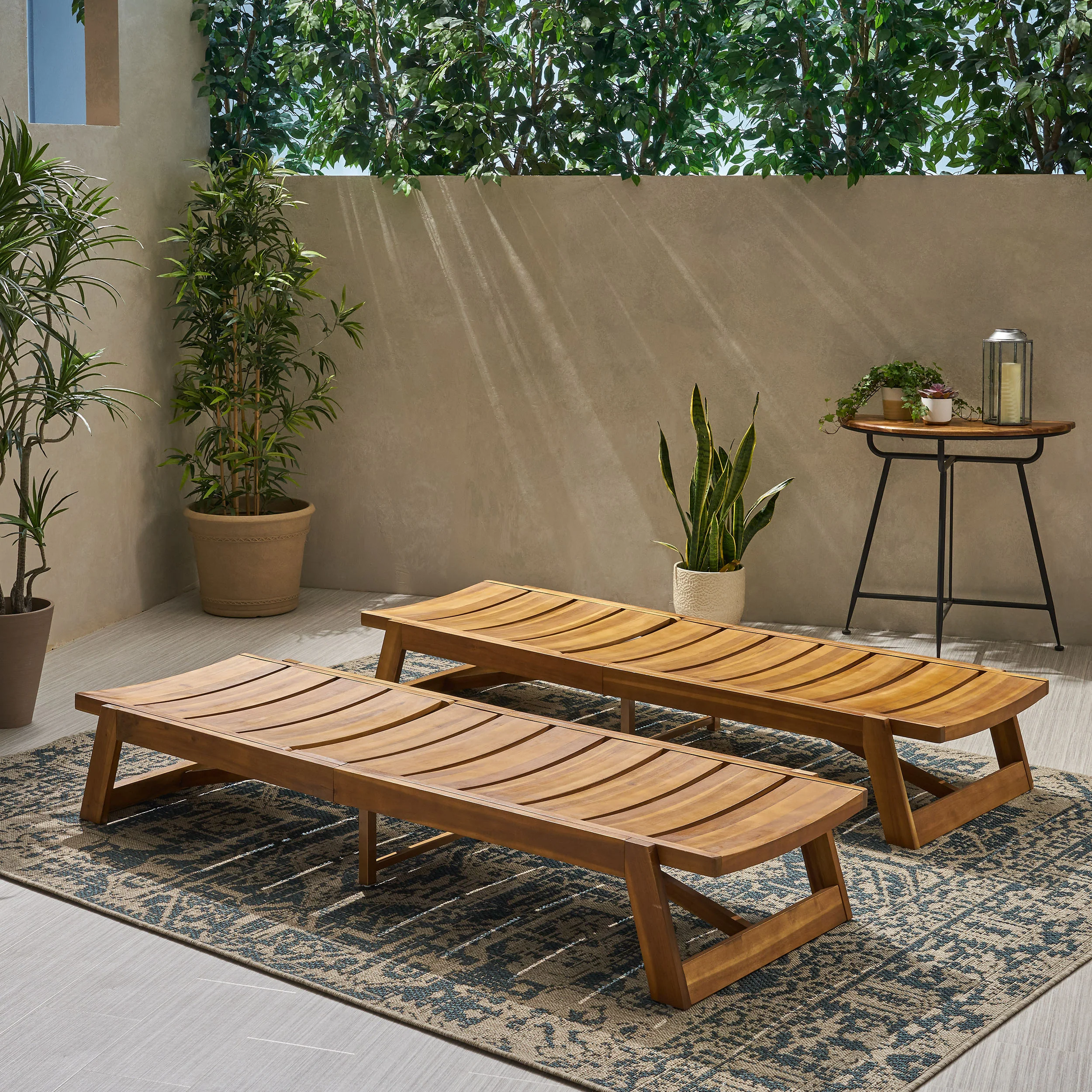 Adelaide Outdoor Wood and Iron Chaise Lounges (Set of 2) - furnishings