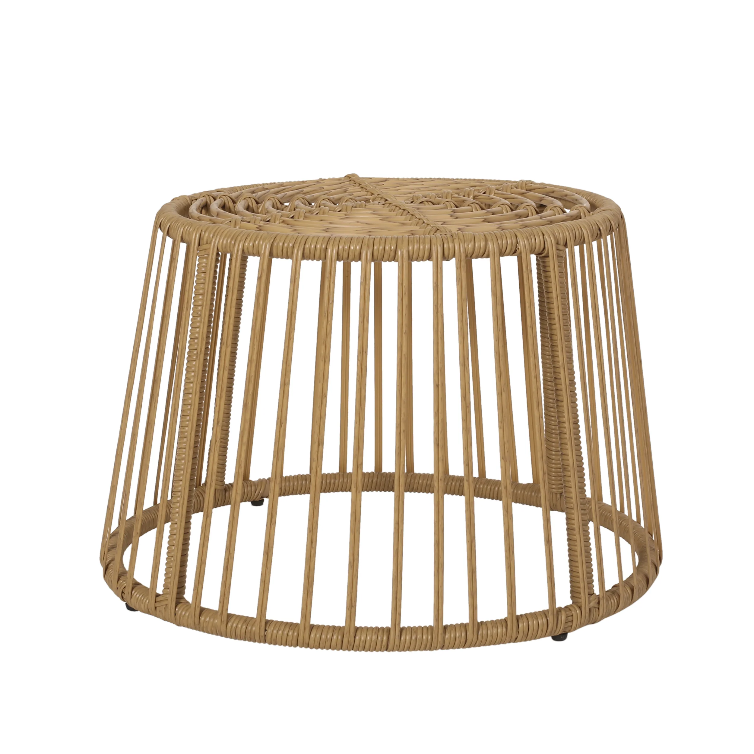 Apulia Outdoor Wicker Side Table, Light Brown - furnishings