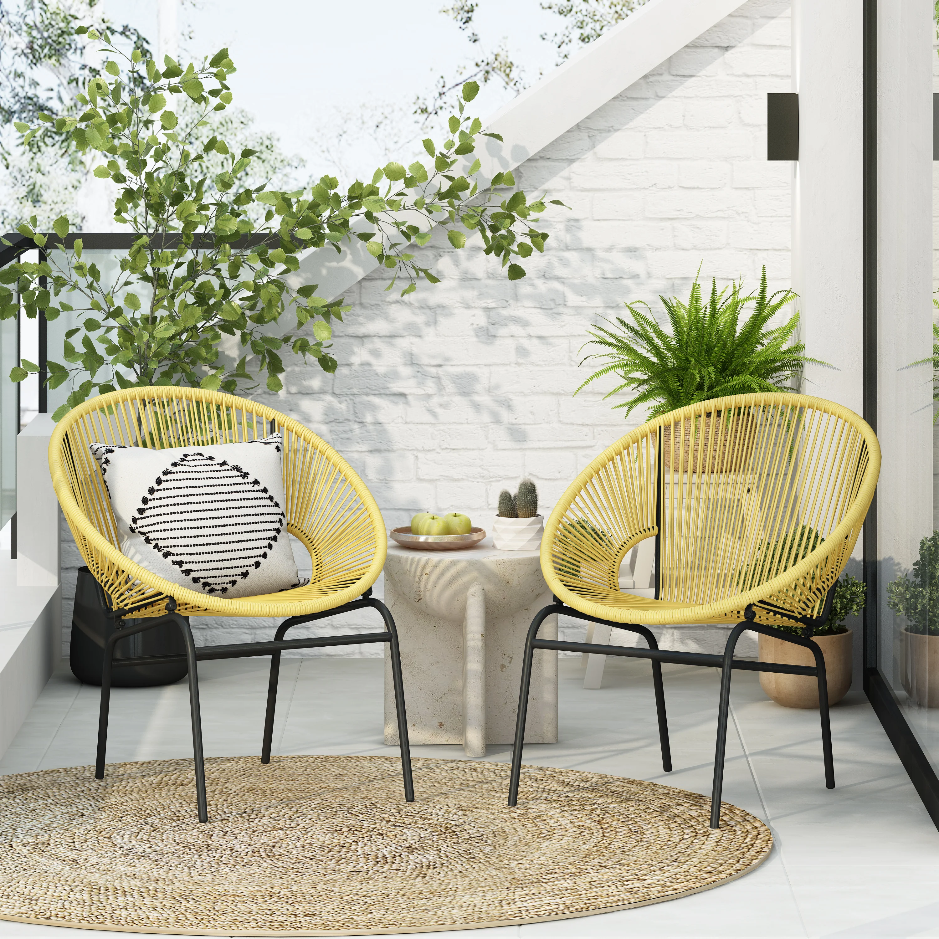 Carver Indoor & Outdoor Acapulco Weave Faux Rattan Club Chairs (Set of 2) - furnishings