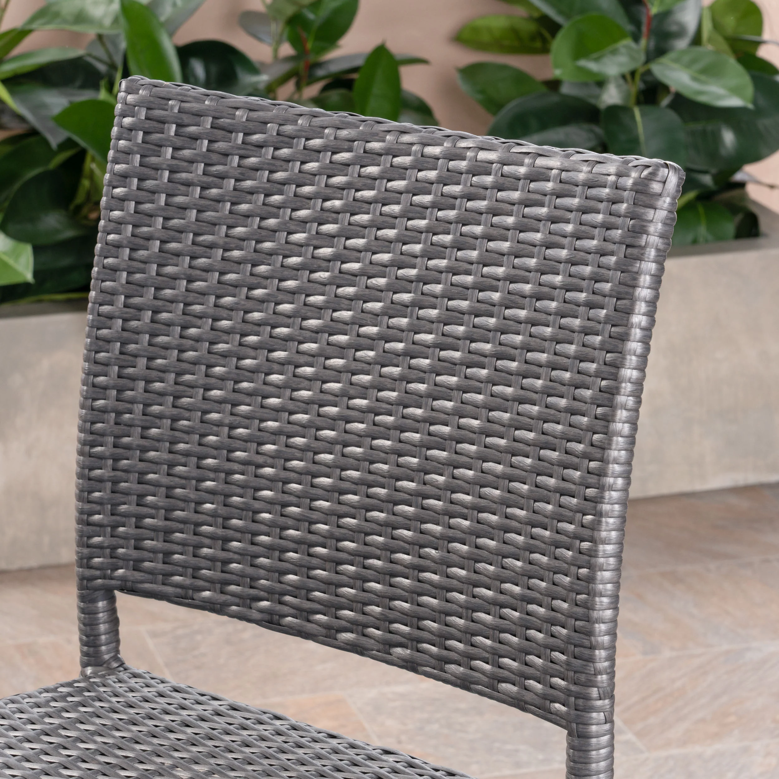 Jiro Outdoor Wicker Barstool, Gray (Set of 2) - furnishings