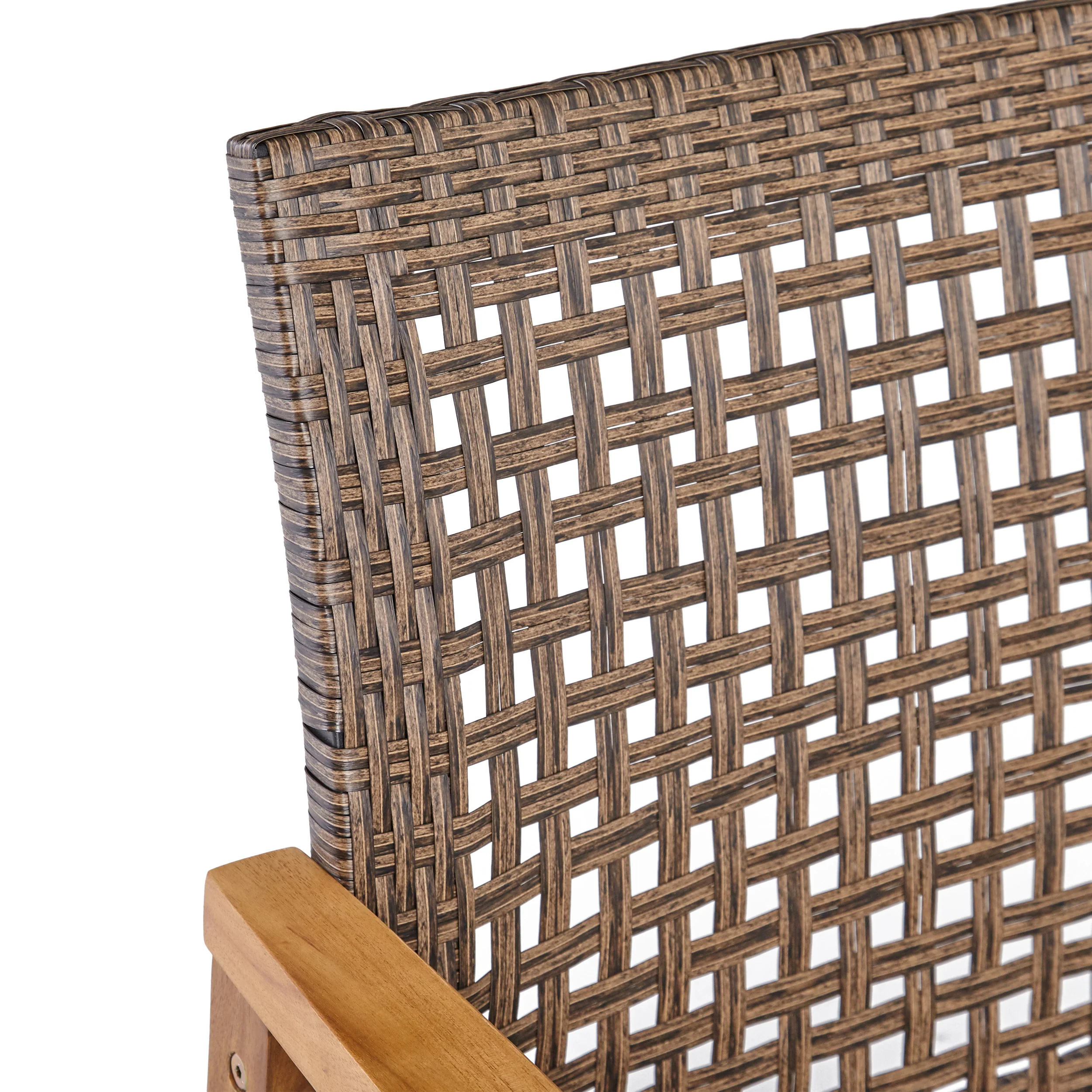 Levant Outdoor 6-Seater Wood and Wicker Chat Set with Fire Pit - furnishings
