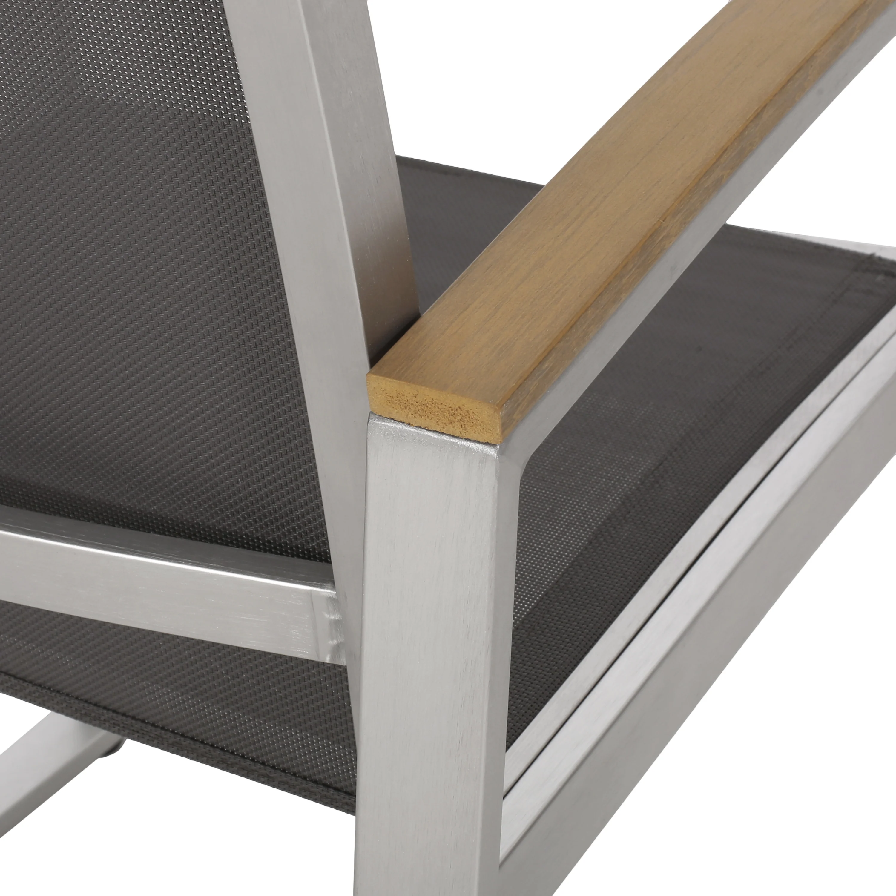 Aubrey Outdoor Aluminum Dining Chairs with Faux Wood Accents - furnishings