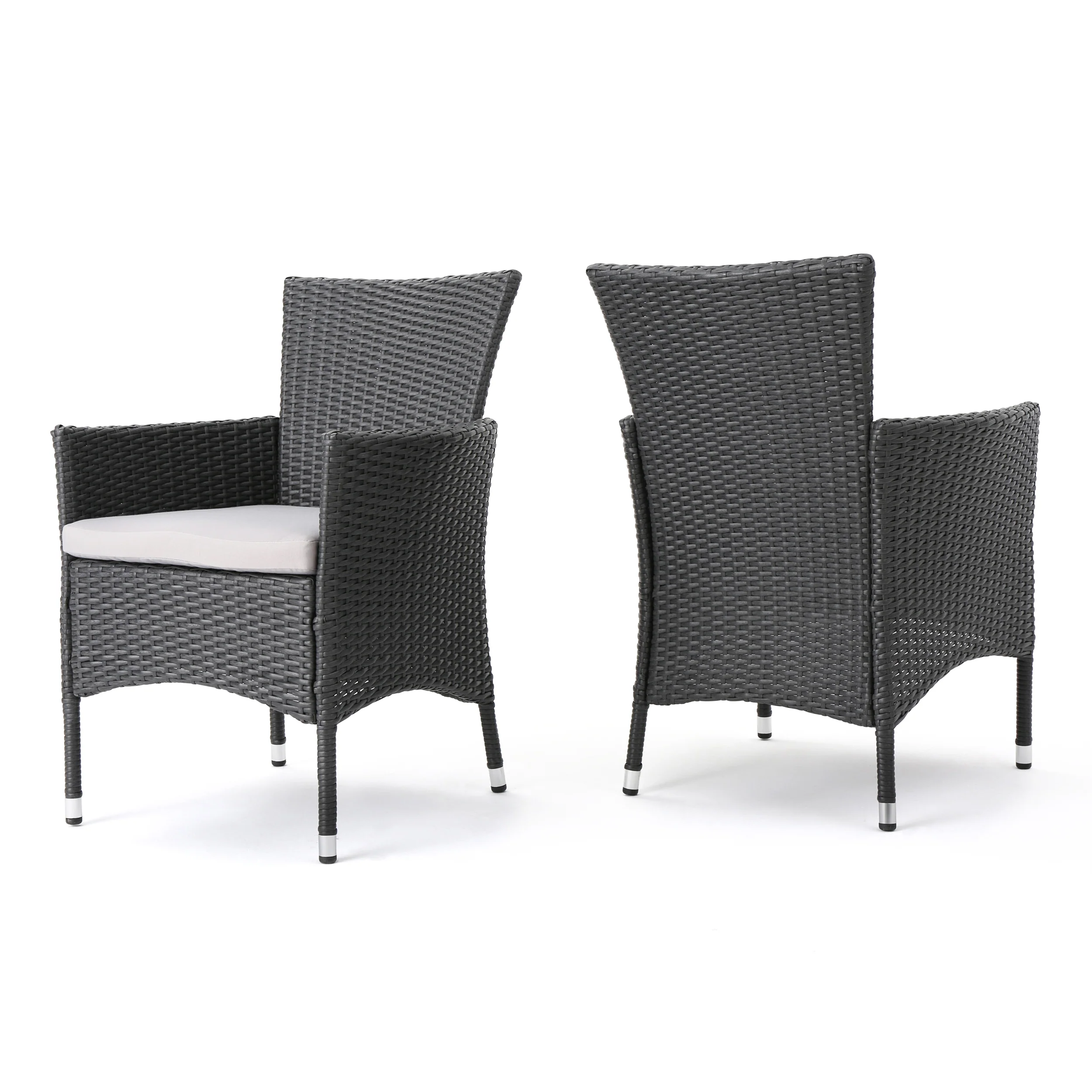 Brascha Contemporary Outdoor PE Wicker Dining Chairs w/ Cushions - furnishings