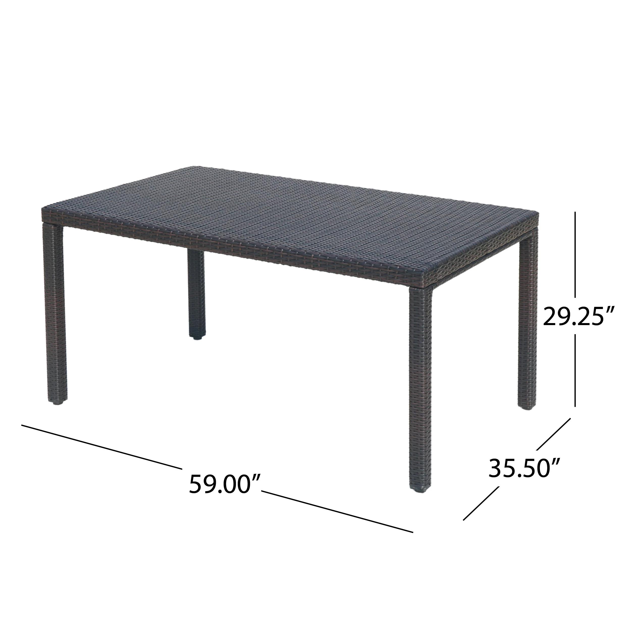 Edene Outdoor Multibrown Wicker Rectangular Dining Table - furnishings