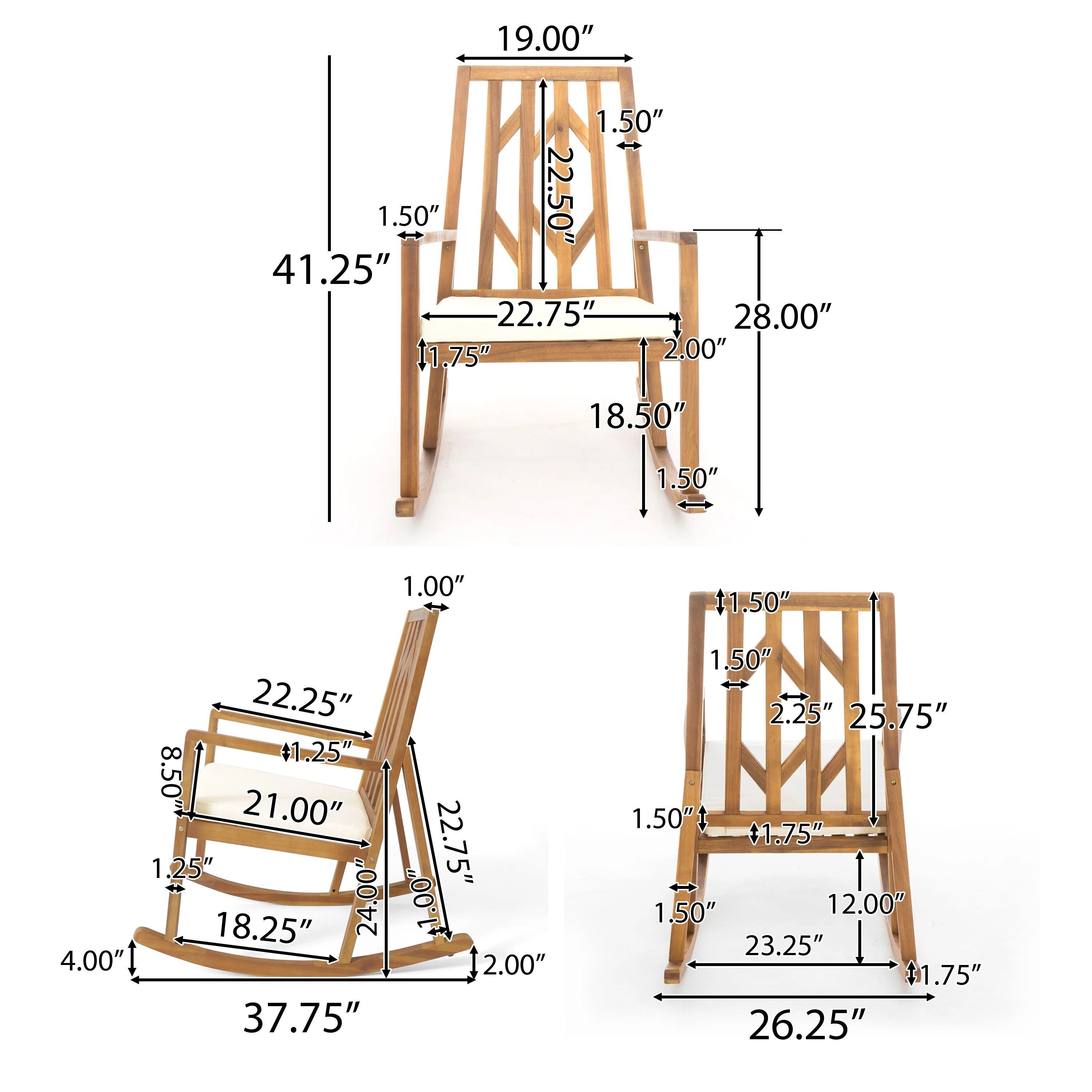 Monterey Outdoor Rocking Chair w/ Cushion - furnishings