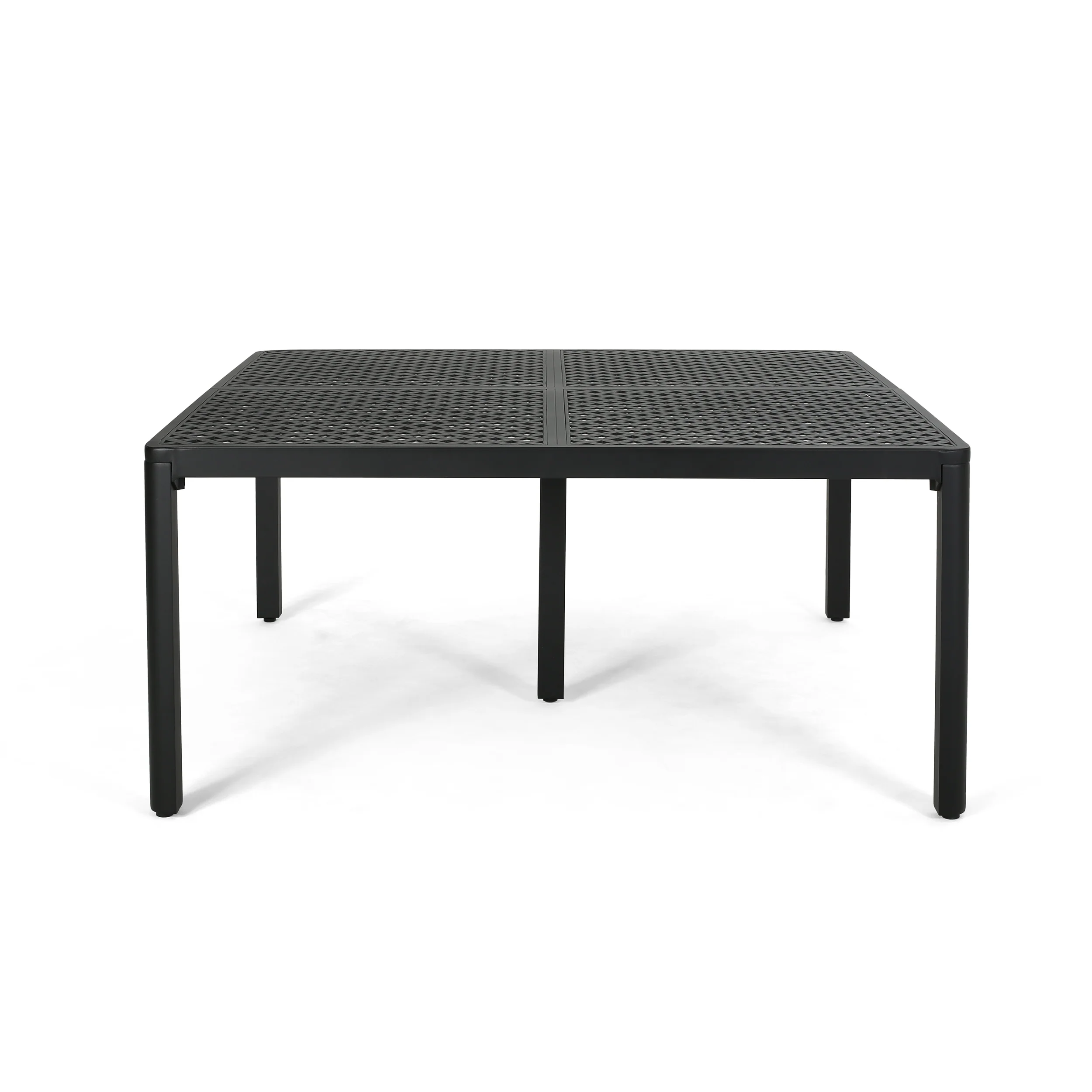 Frisco Modern Aluminum Dining Table with Woven Accents - furnishings