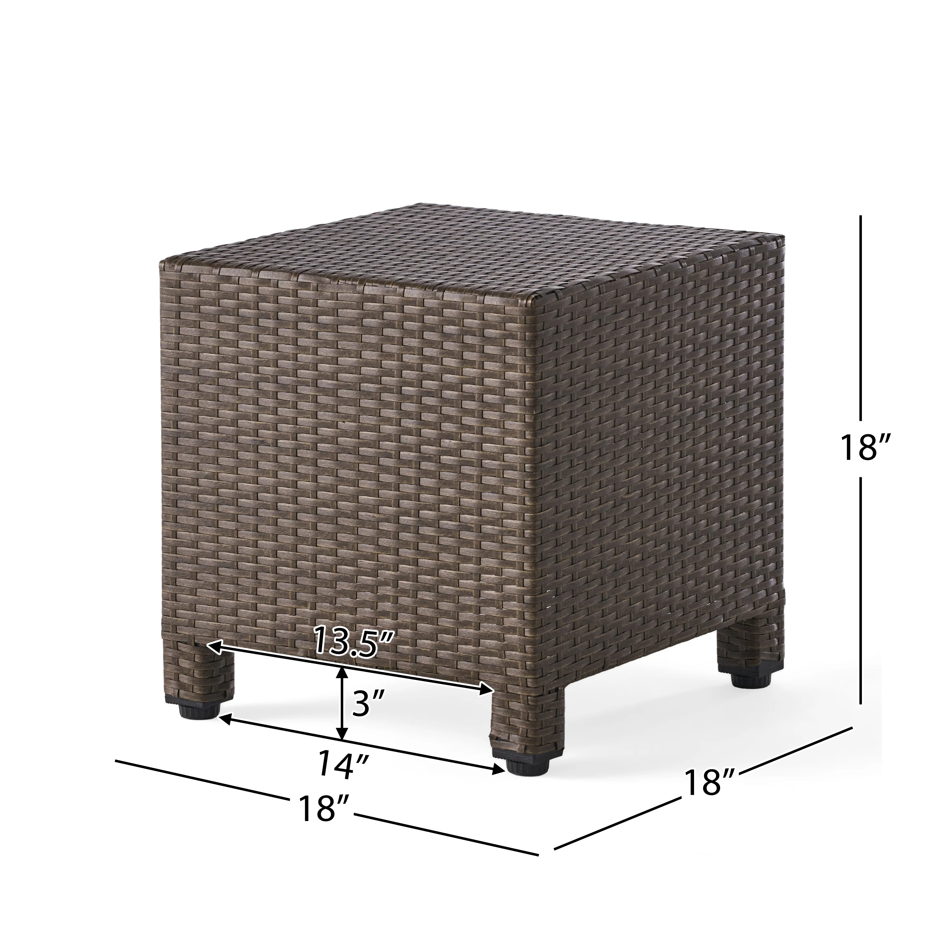 Venice Outdoor Light Brown Wicker Side Table - furnishings