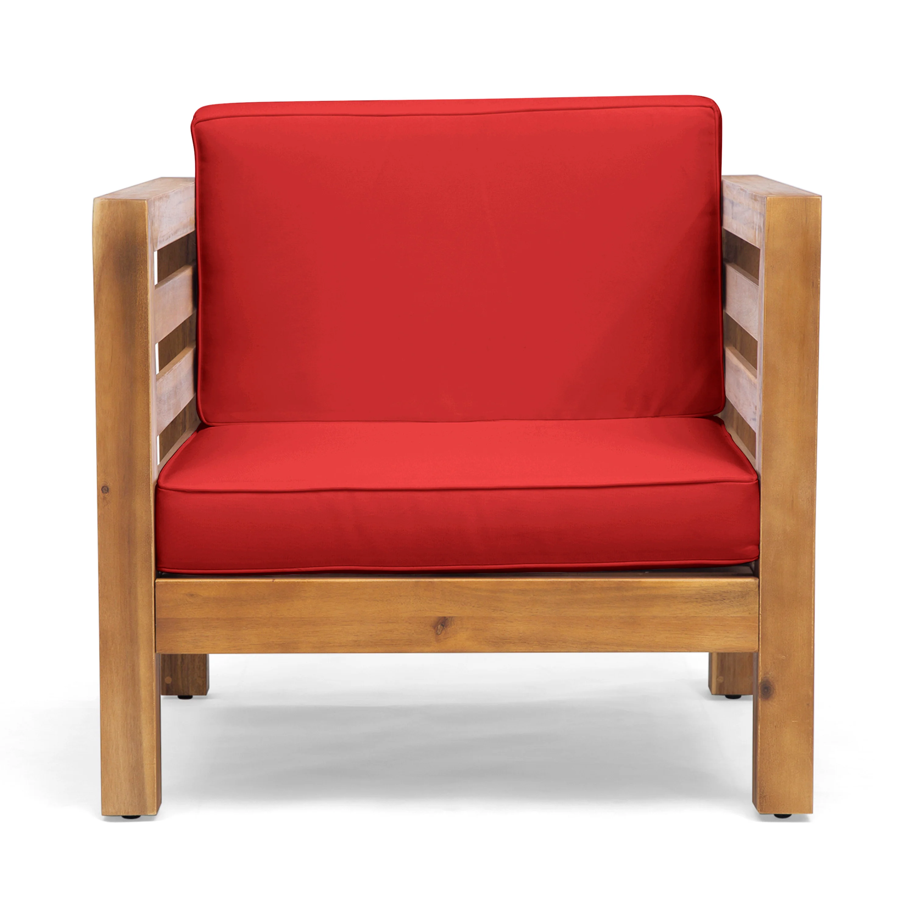 Louise Outdoor Acacia Wood Club Chair with Cushion - furnishings