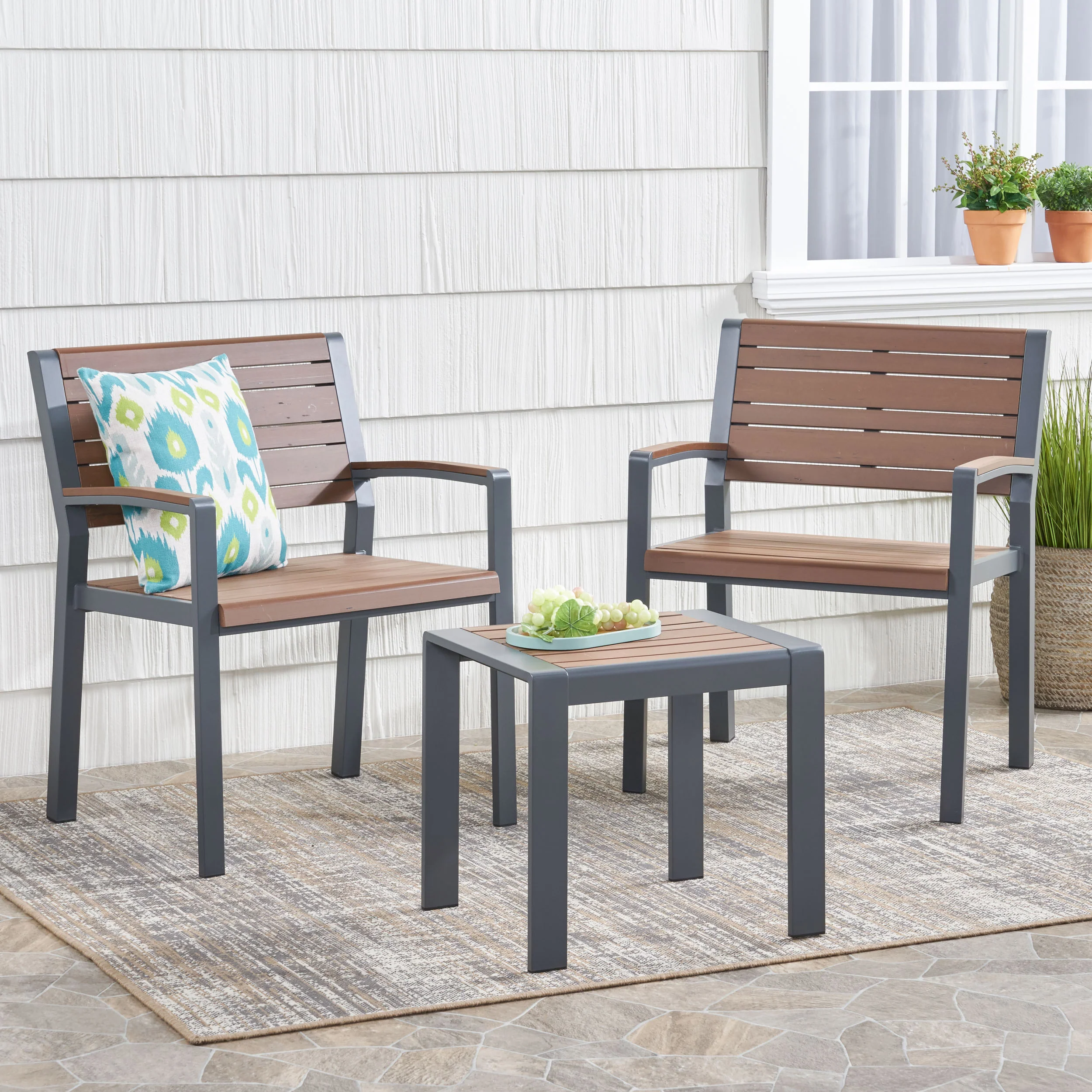 Trimble Outdoor 3 Piece Aluminum Chat Set - furnishings