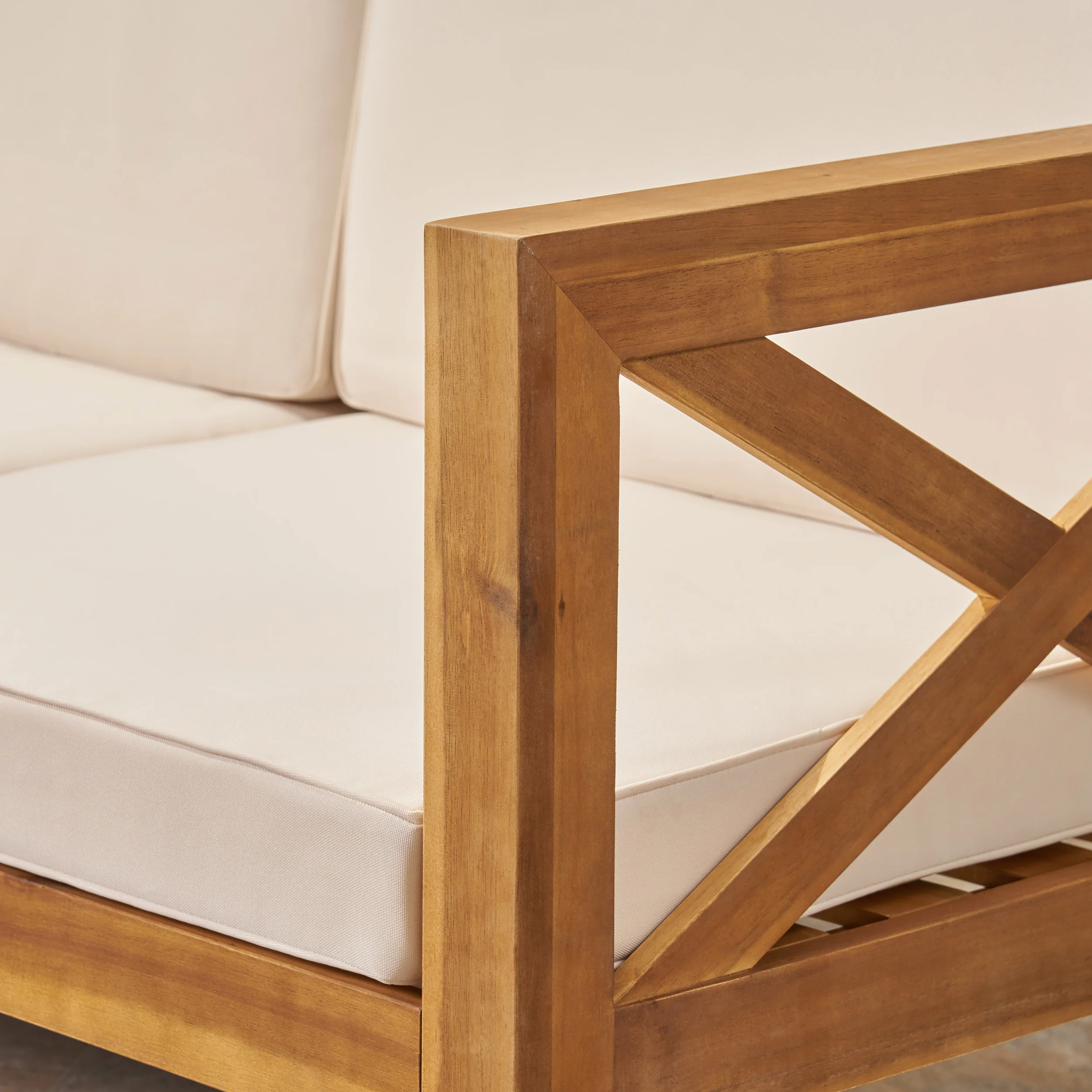 Mamie Outdoor Acacia Wood 5 Piece Sofa Set - furnishings