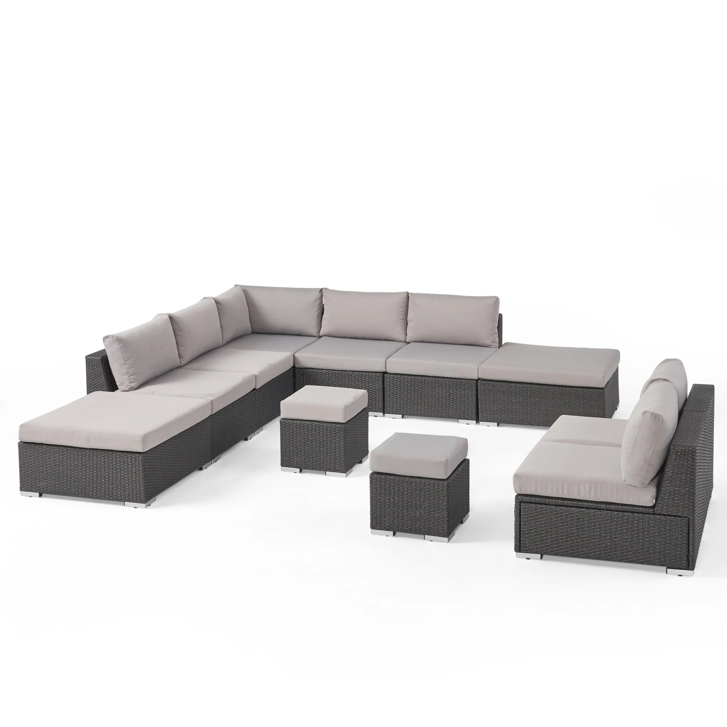 Tammy Rosa Outdoor 7 Seat Wicker Sofa Sectional Set with Aluminum Frame - furnishings
