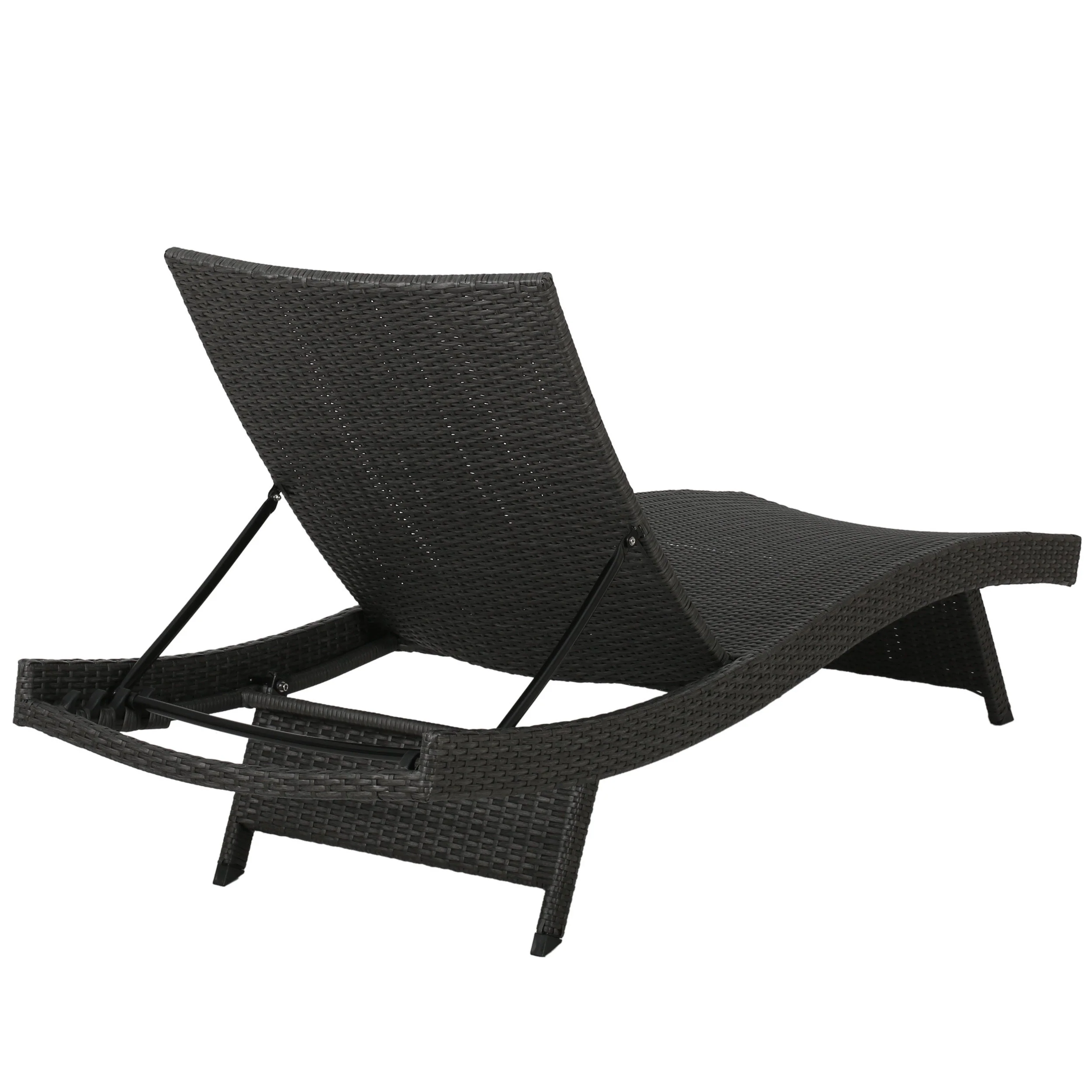 Nassau Outdoor Grey Wicker Adjustable Chaise Lounge with Cushion (Set of 2) - furnishings