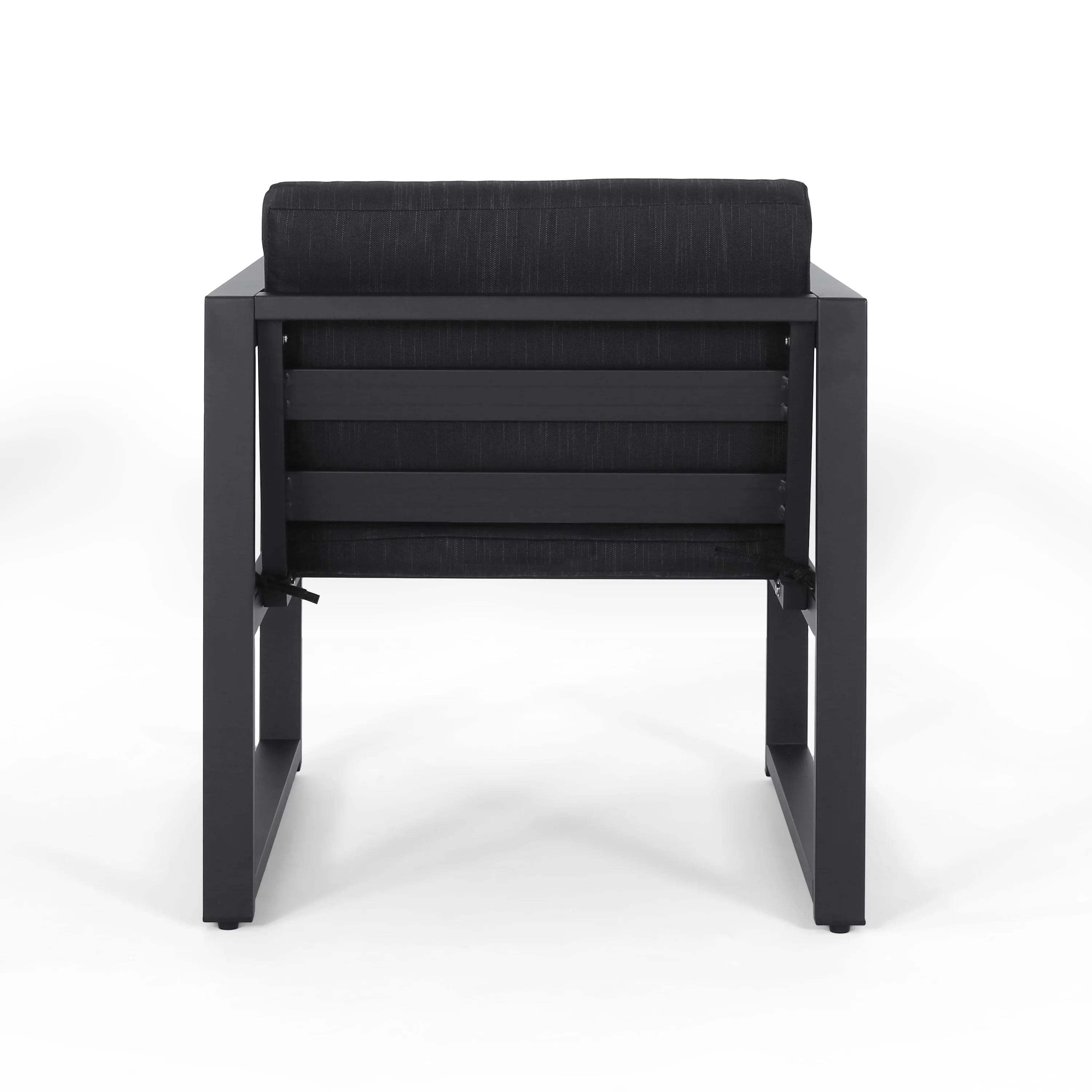 Wos Outdoor 4-Seater Aluminum Chat Set with Fire Pit, Black and Dark Gray - furnishings