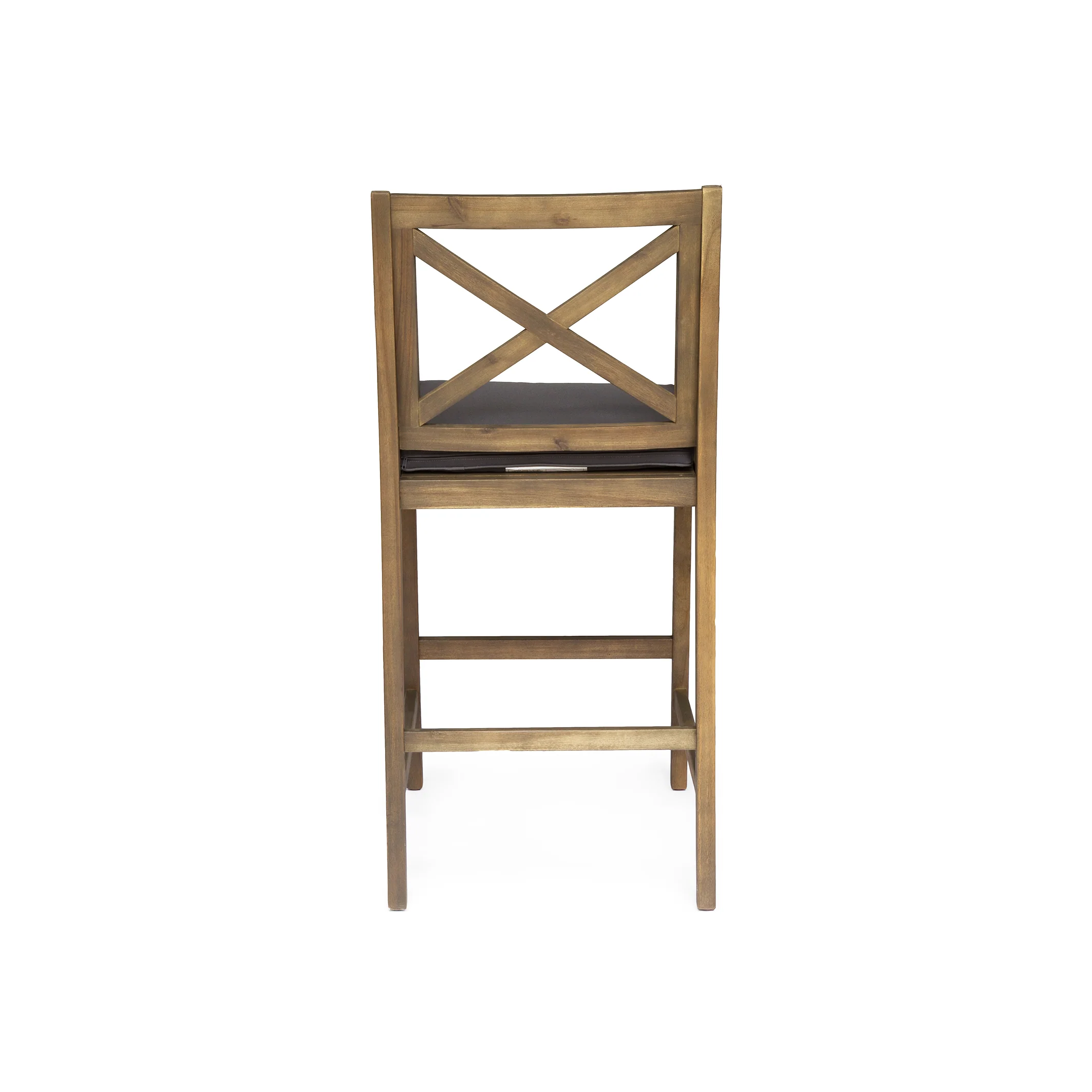 Doric Outdoor Rustic Acacia Wood Barstools with Cushions (Set of 4) - furnishings