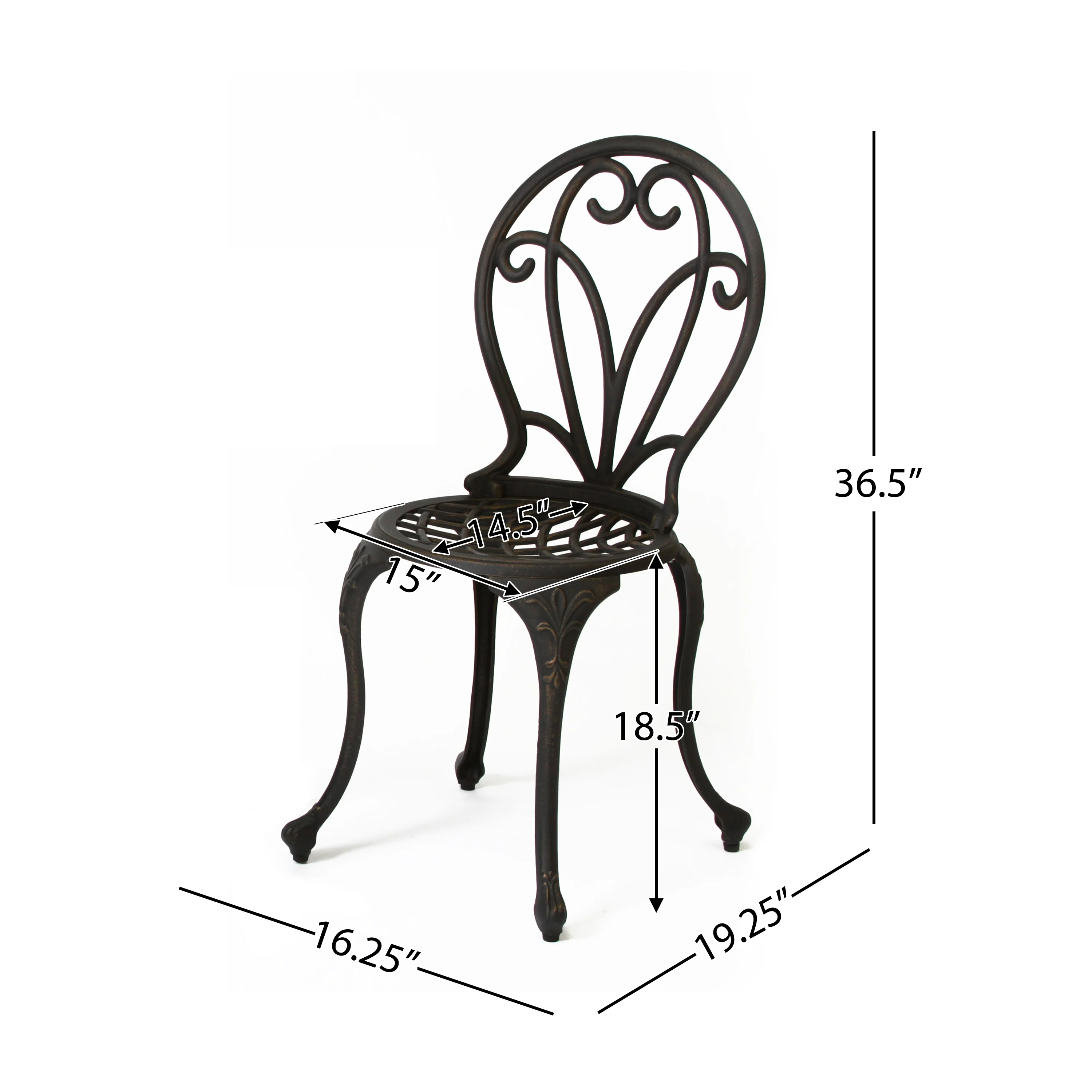 Windsor Dark Gold Cast Aluminum 3-piece Bistro Set - furnishings