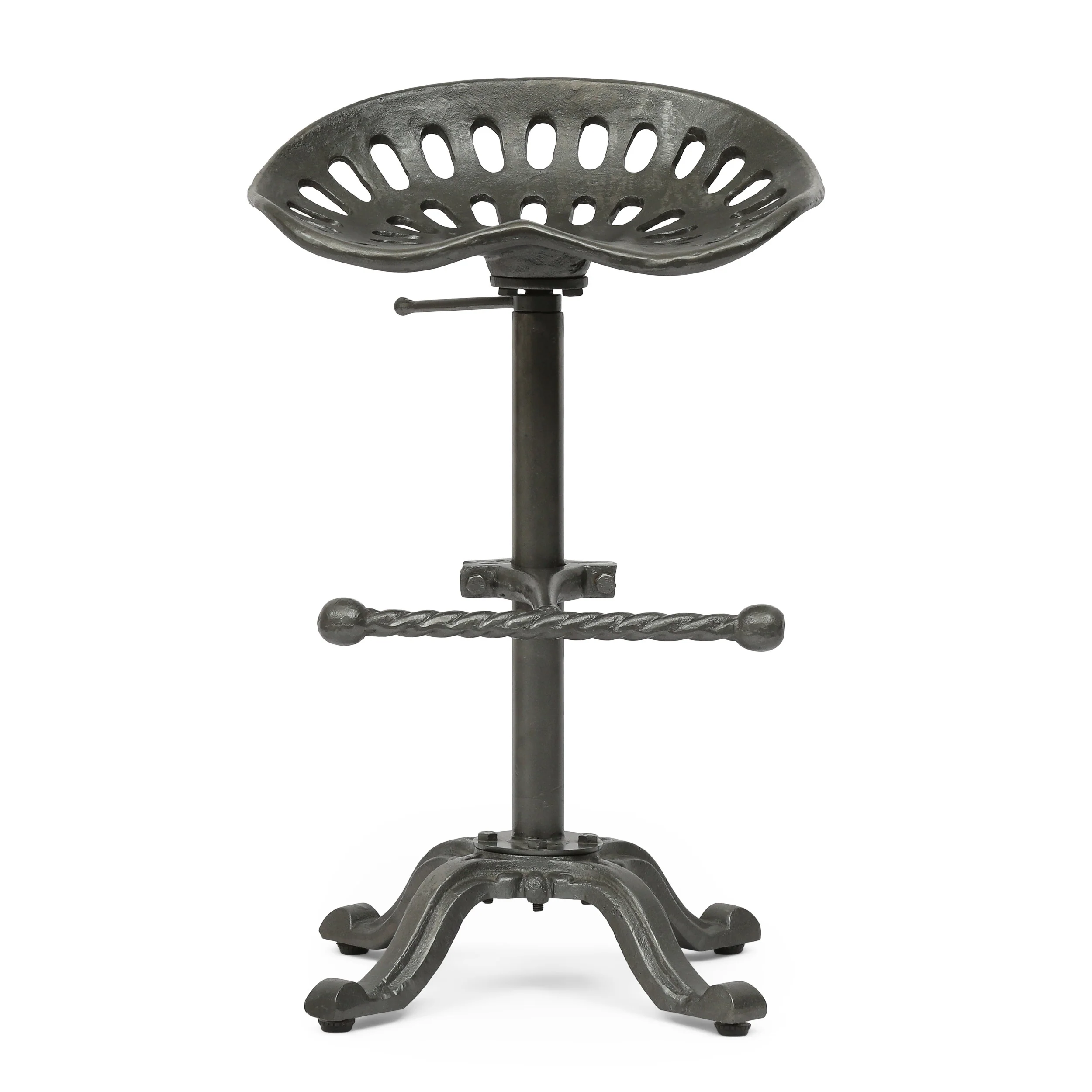 Laymon Industrial Handcrafted Cast Iron Saddle Seat Barstool - furnishings