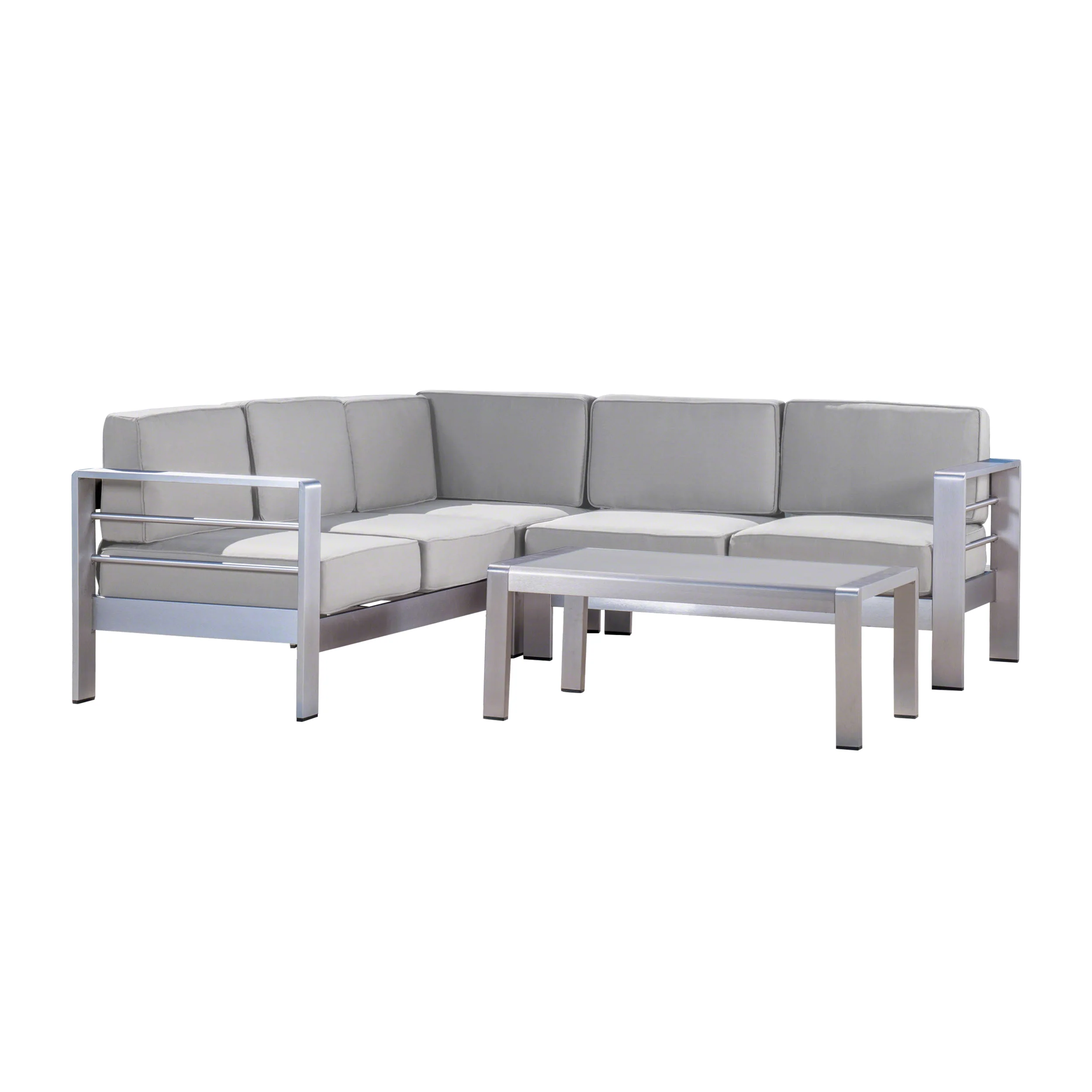 Edward Coral Outdoor Aluminum 5 Seater Sectional Sofa Set - furnishings