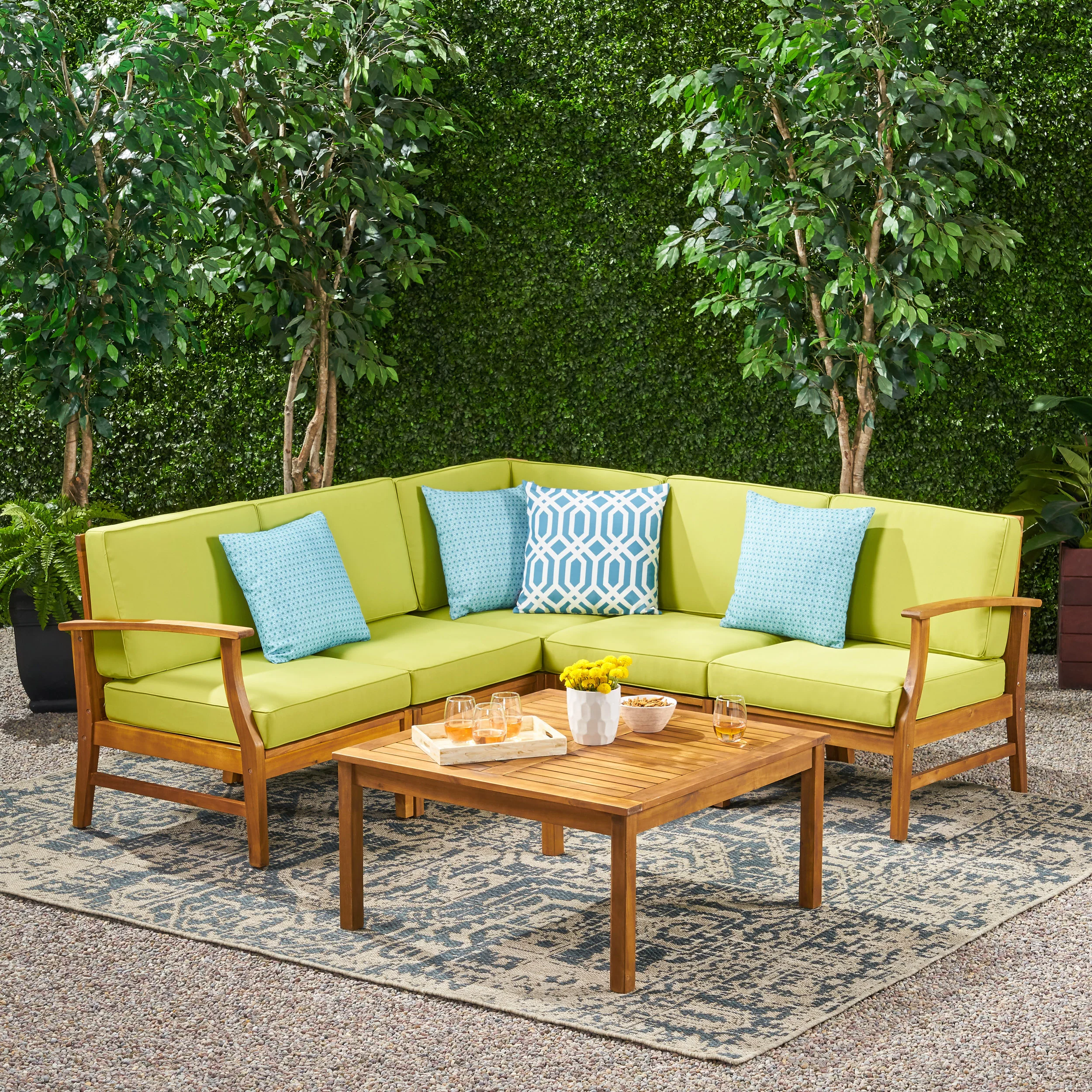 Capri 6pc Outdoor Sofa Set w/ Cushions - furnishings