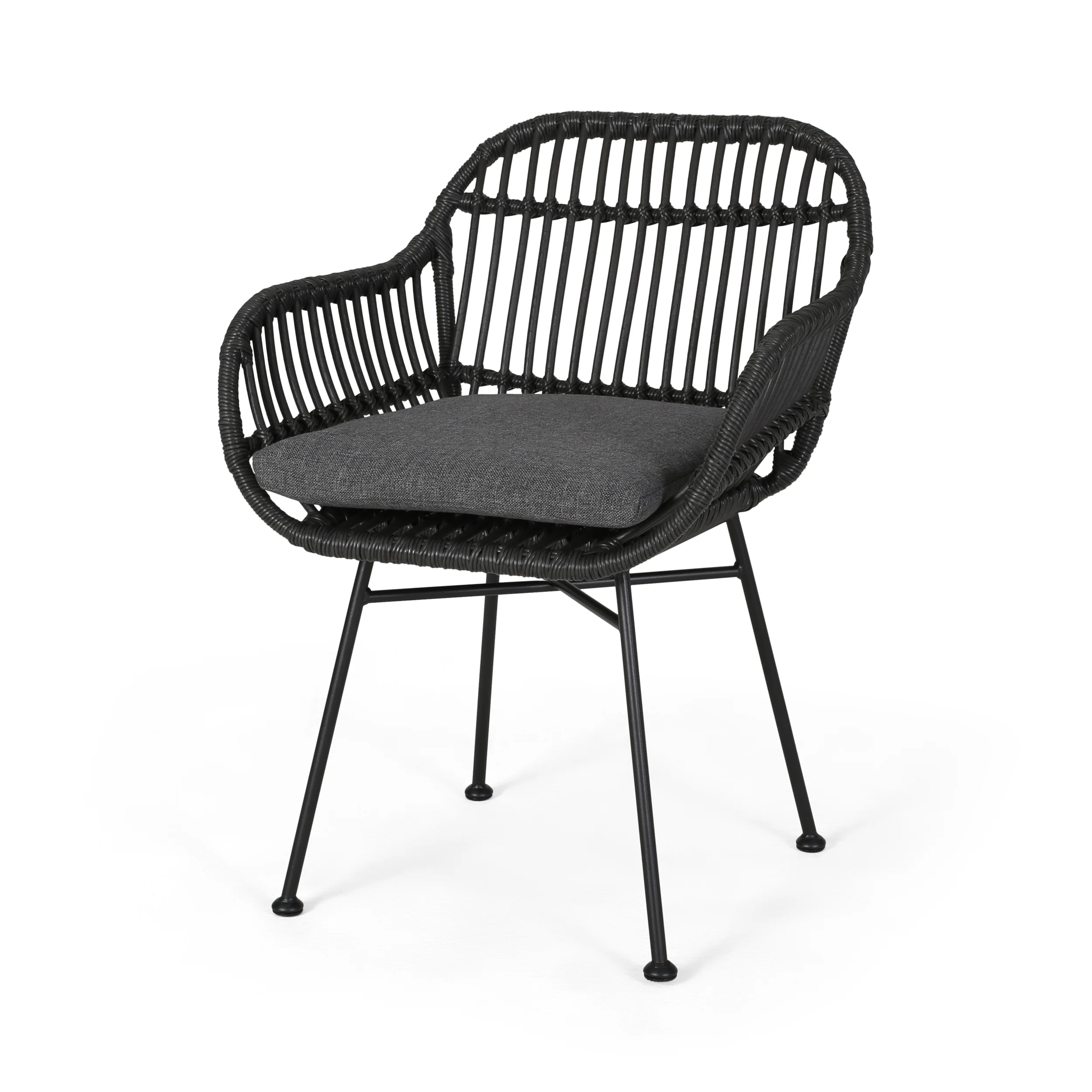 Rodney Outdoor Woven Faux Rattan Chairs with Cushions (Set of 2) - furnishings