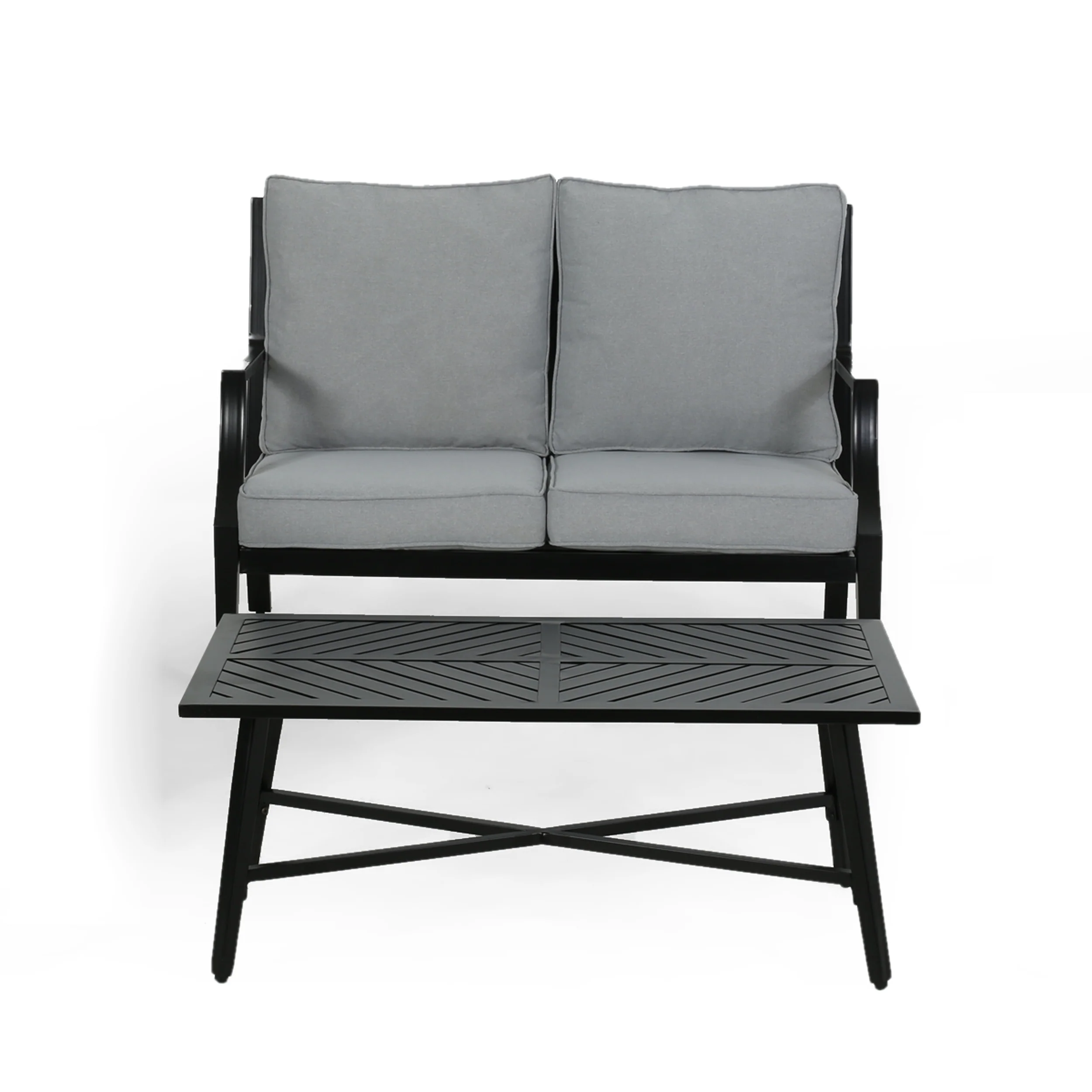 Carlson Diego Outdoor Aluminum Loveseat and Coffee Table Set - furnishings