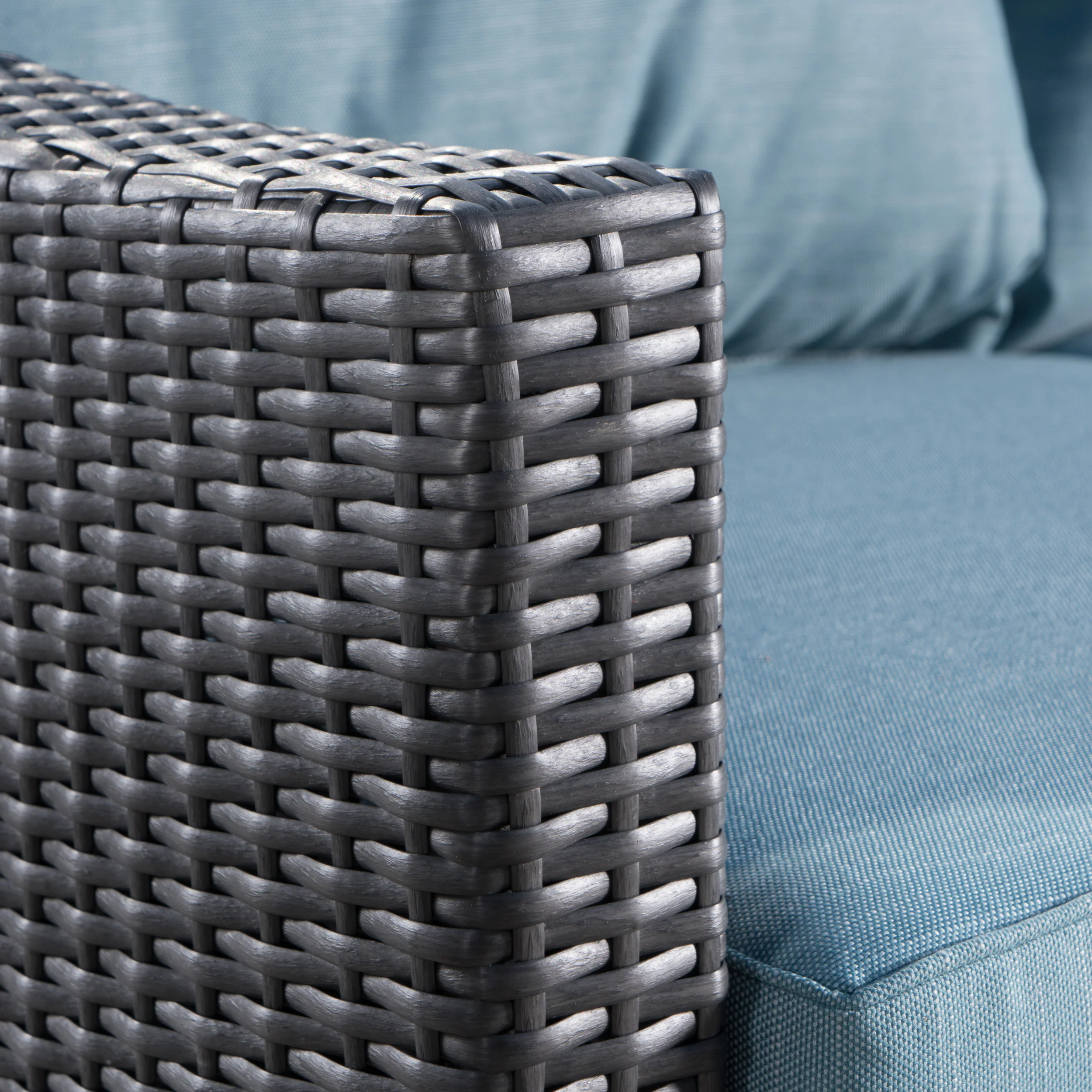 Caspian Outdoor Gray Wicker Club Chairs with Teal Water Resistant Cushions (Set of 2) - furnishings