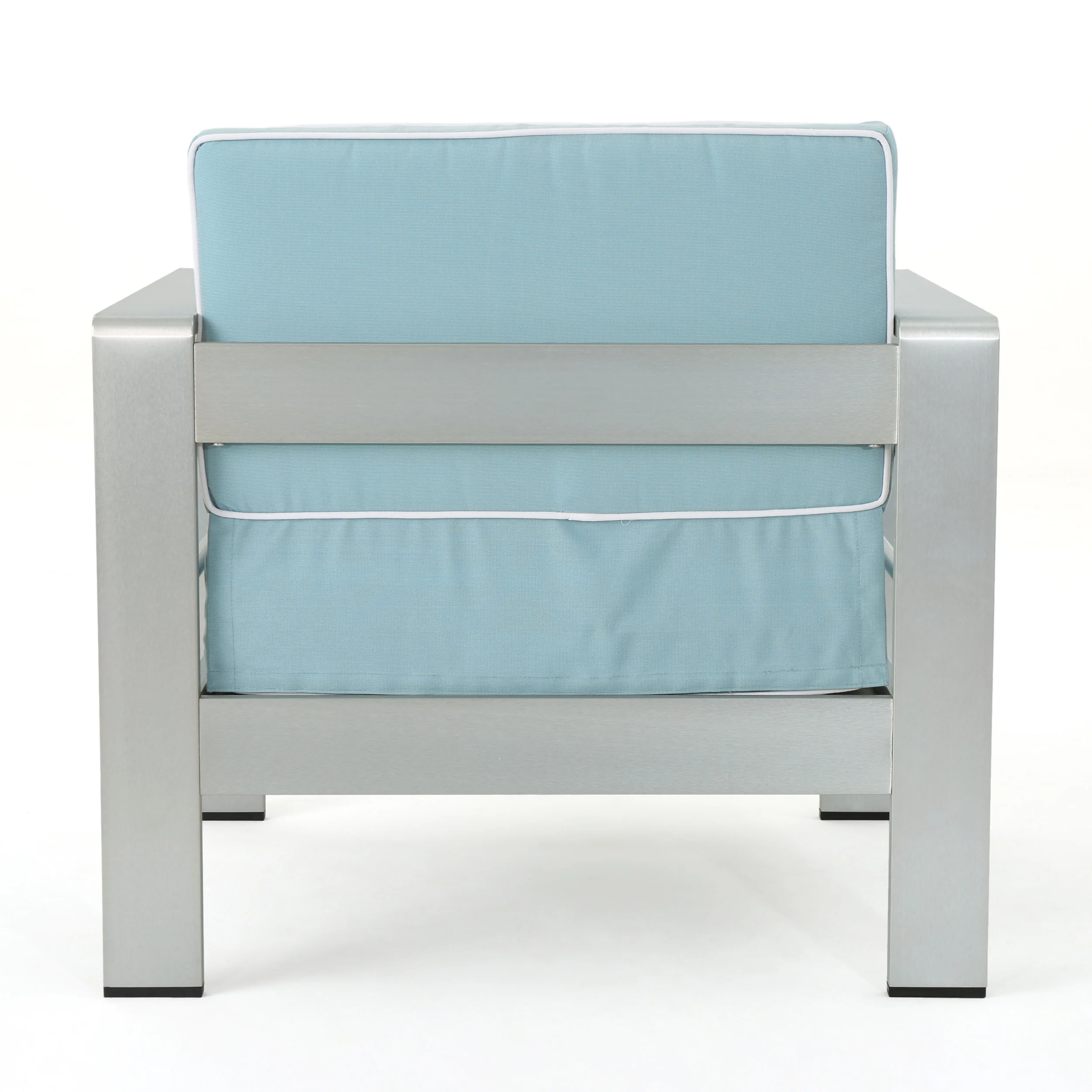 Crested Bay Outdoor Silver Aluminum Frame Light Teal Cushion Club Chairs - furnishings