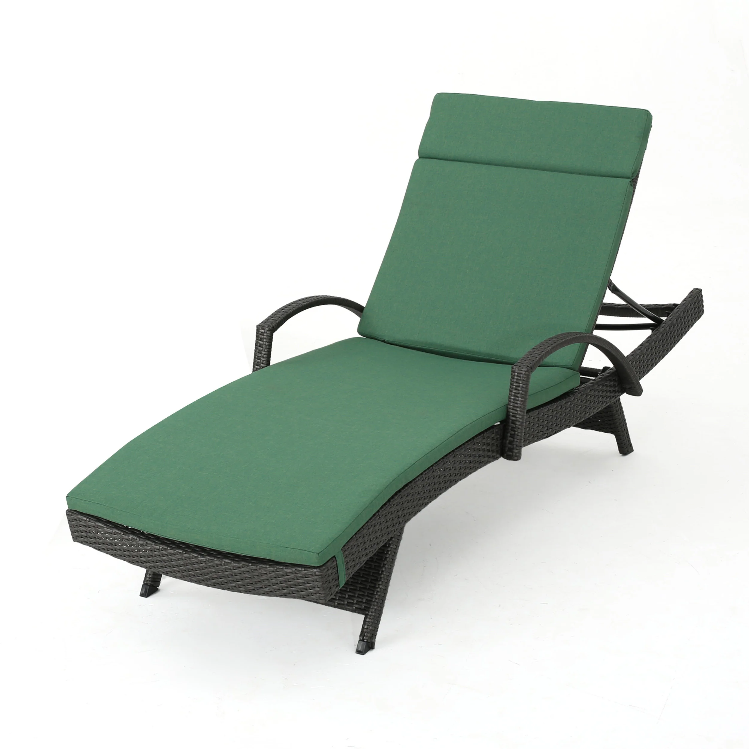 Solaris Outdoor Grey Wicker Armed Chaise Lounge w/ Water Resistant Cushion - furnishings