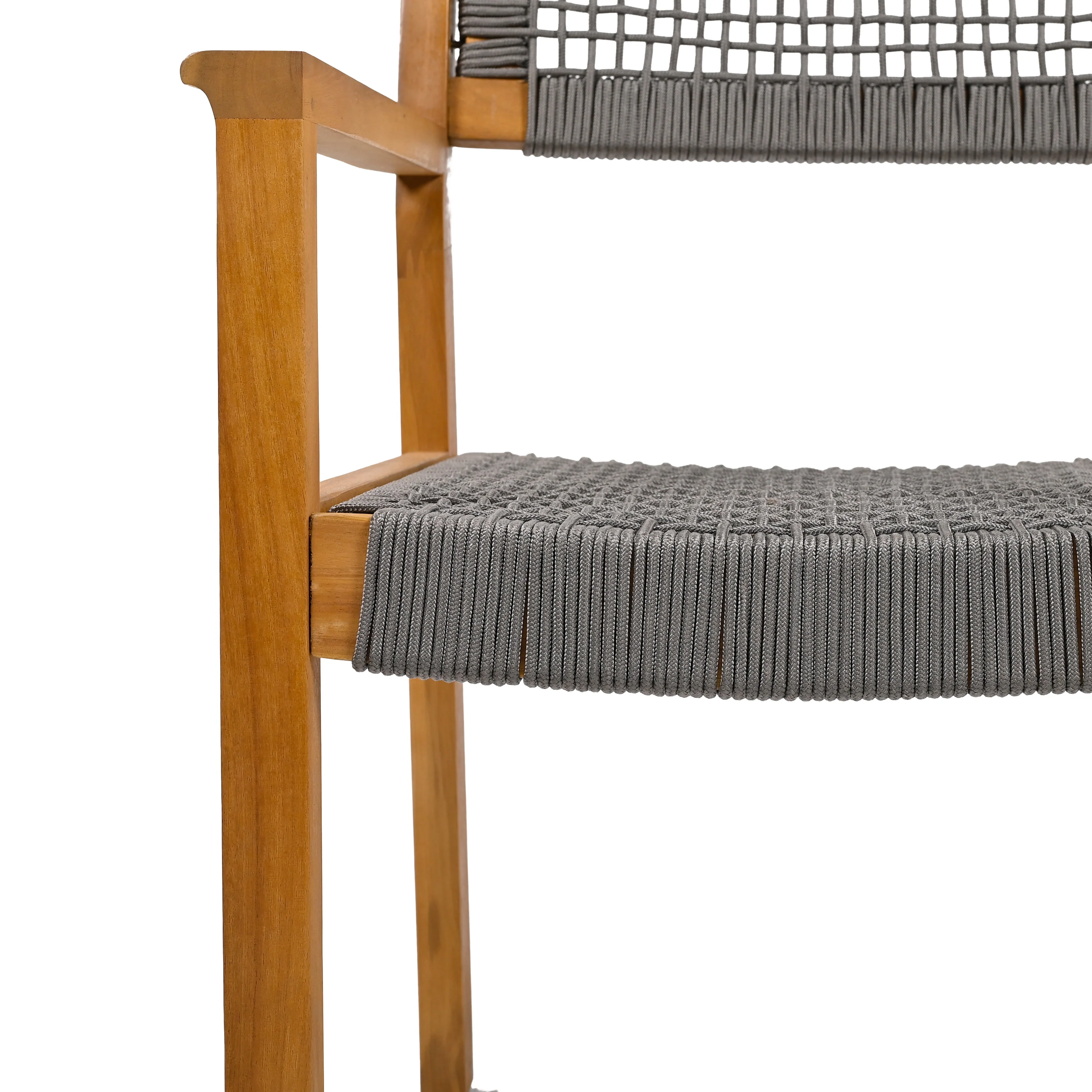 Seraphina Outdoor Patio Acacia Wood Braided Rope Dining Chairs, Set of 2 - furnishings